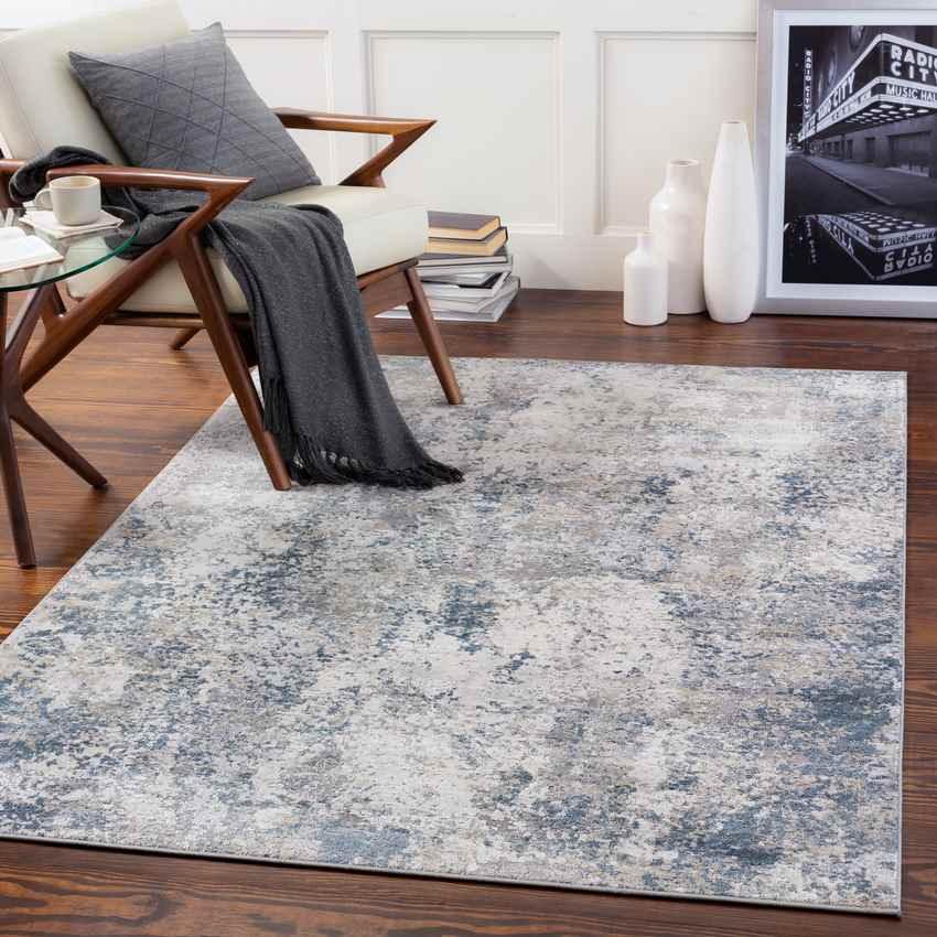 Agra Modern Navy Blue Area Rug