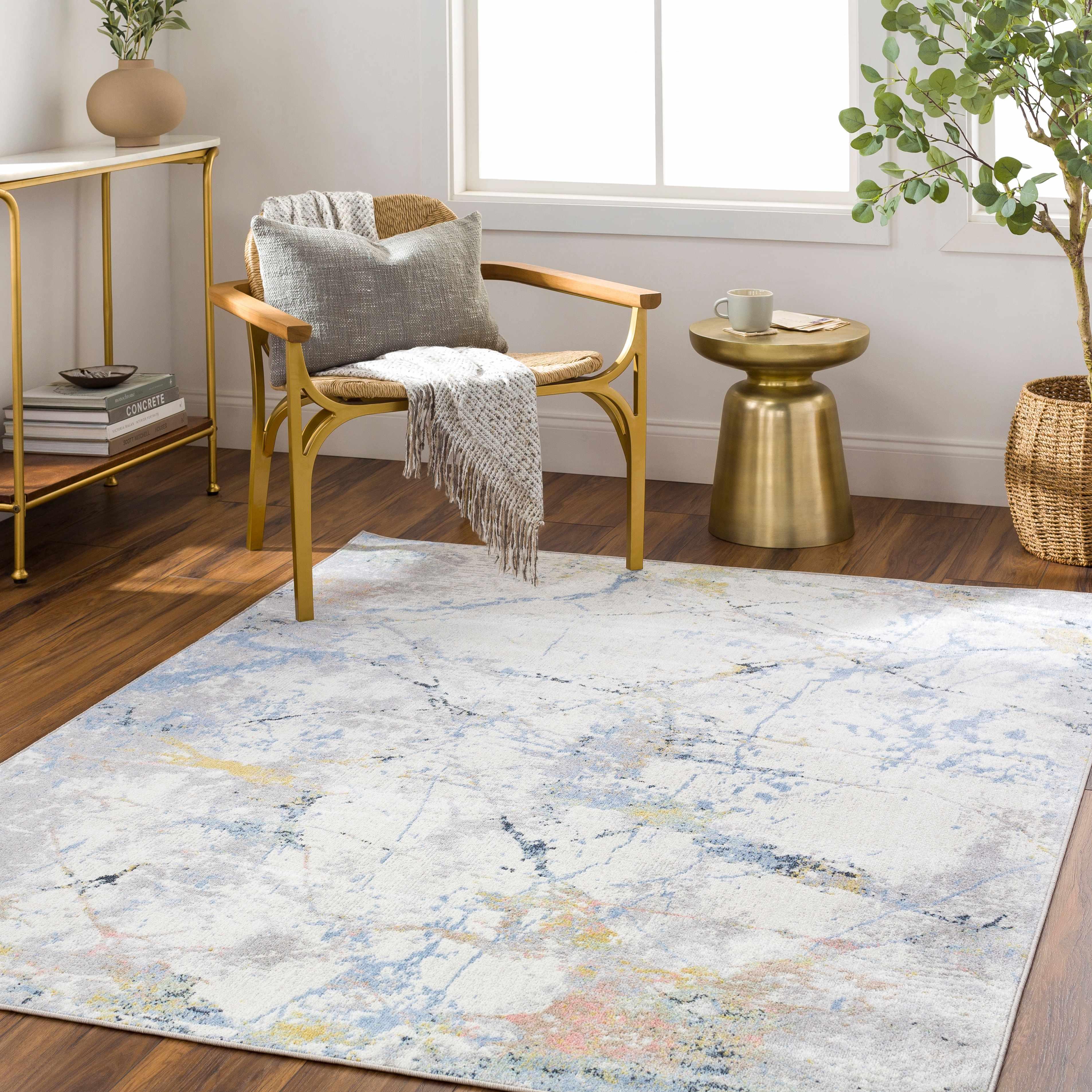 Ajamu Cream Marble Rug Washable