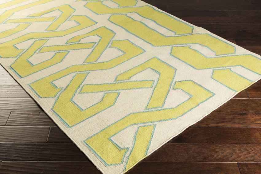 Akhiok Global Bone/Green Area Rug