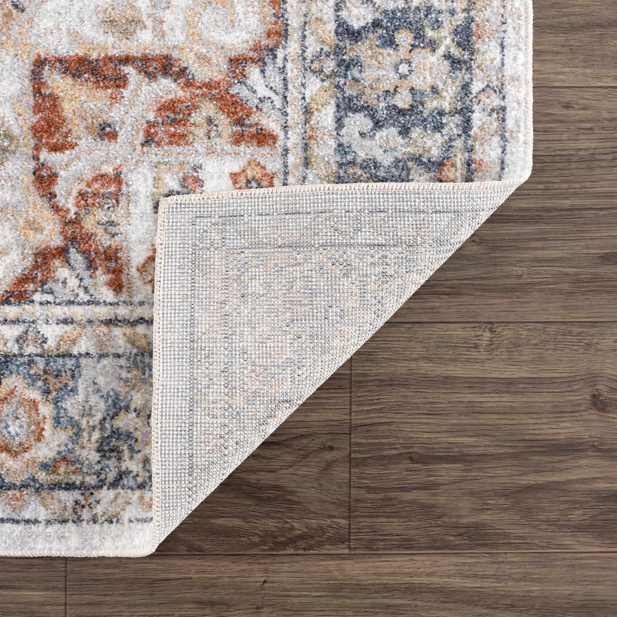 Akram Gray & Orange Washable Area Rug