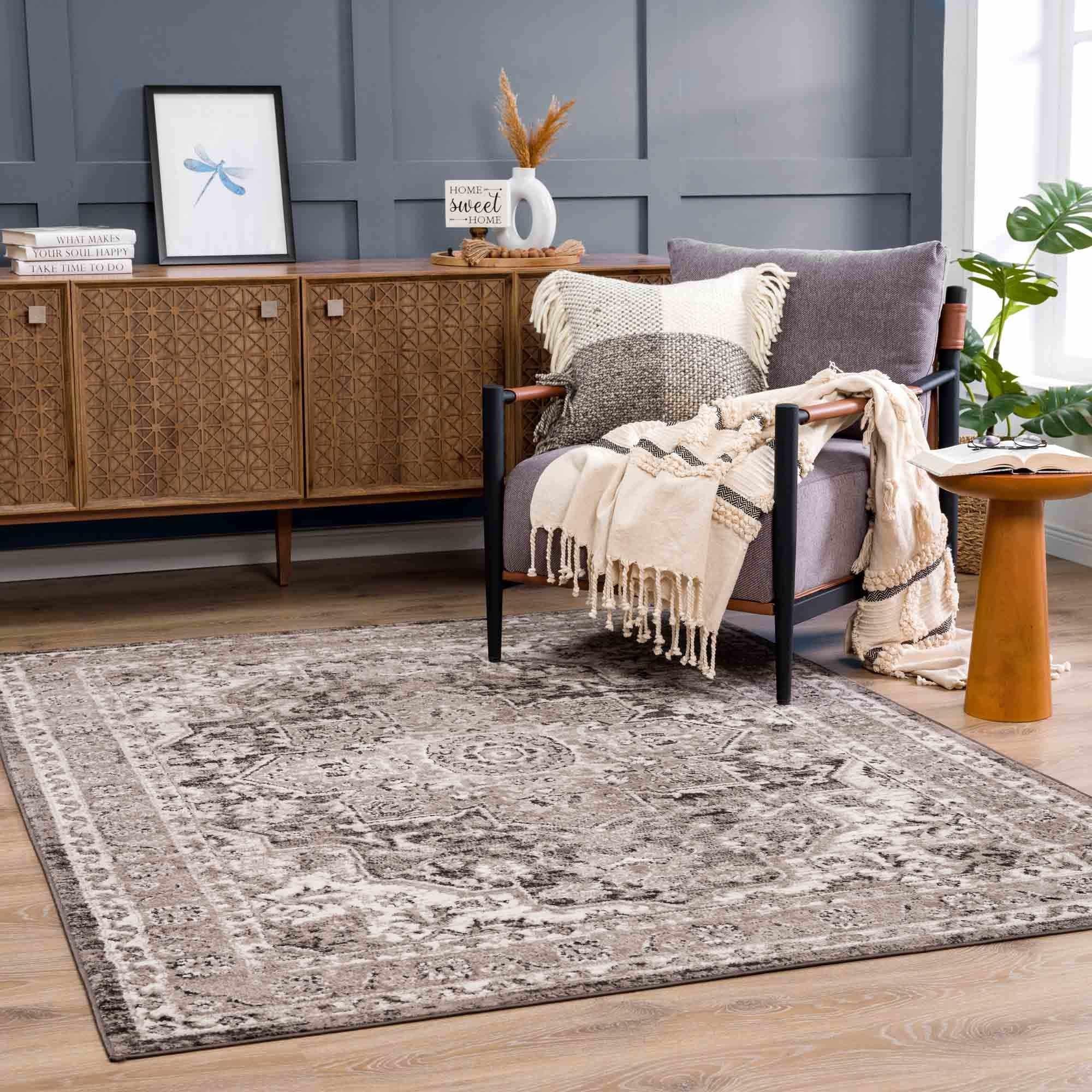 Albie Charcoal & Beige Area Rug