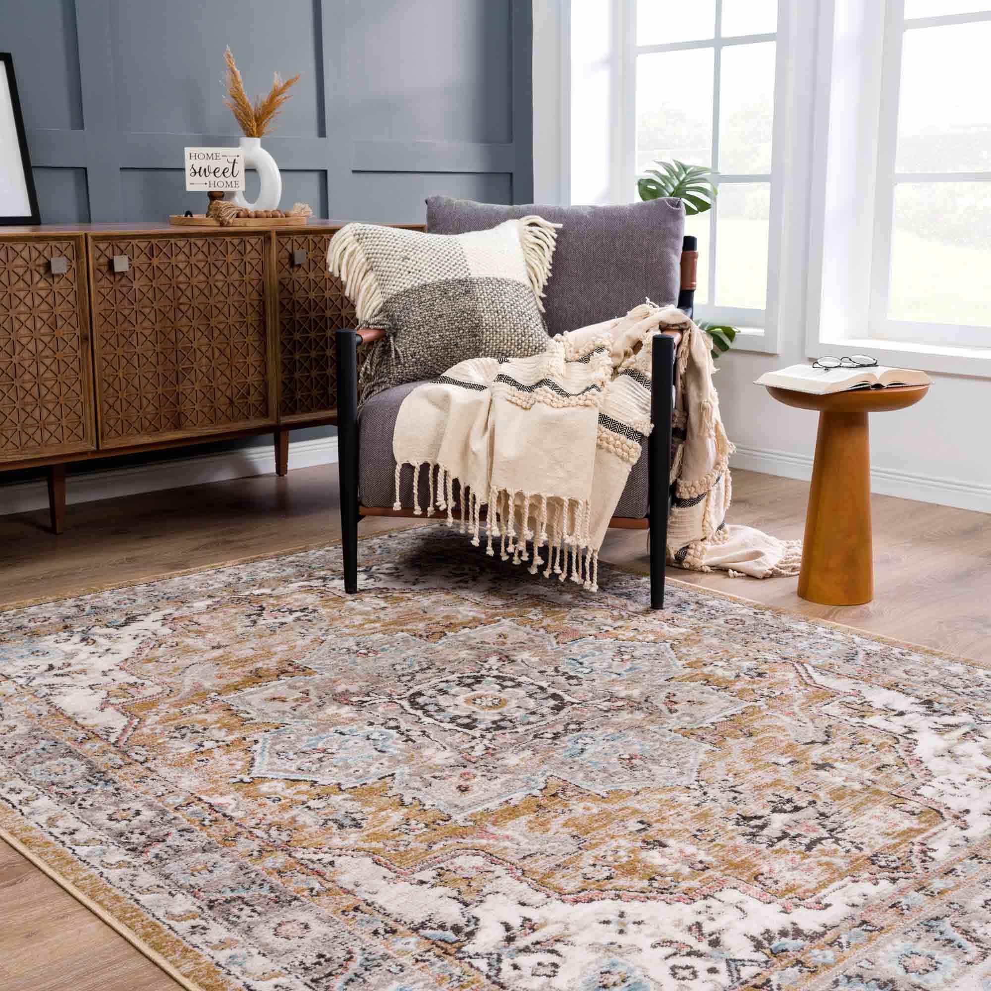 Albie Gold & Beige Area Rug