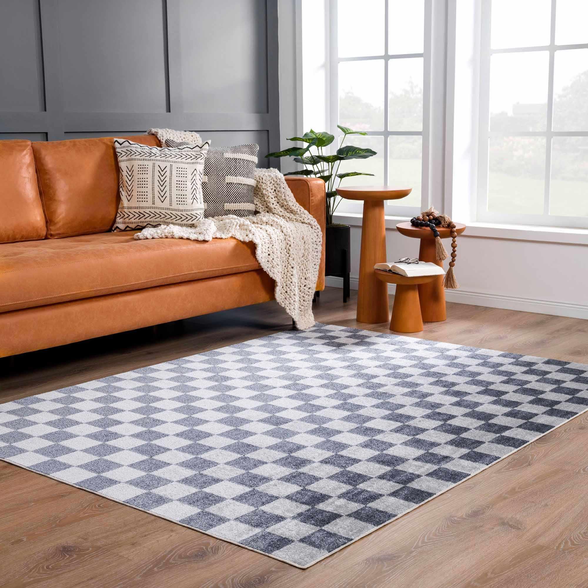 Alie Blue Checkered Area Rug