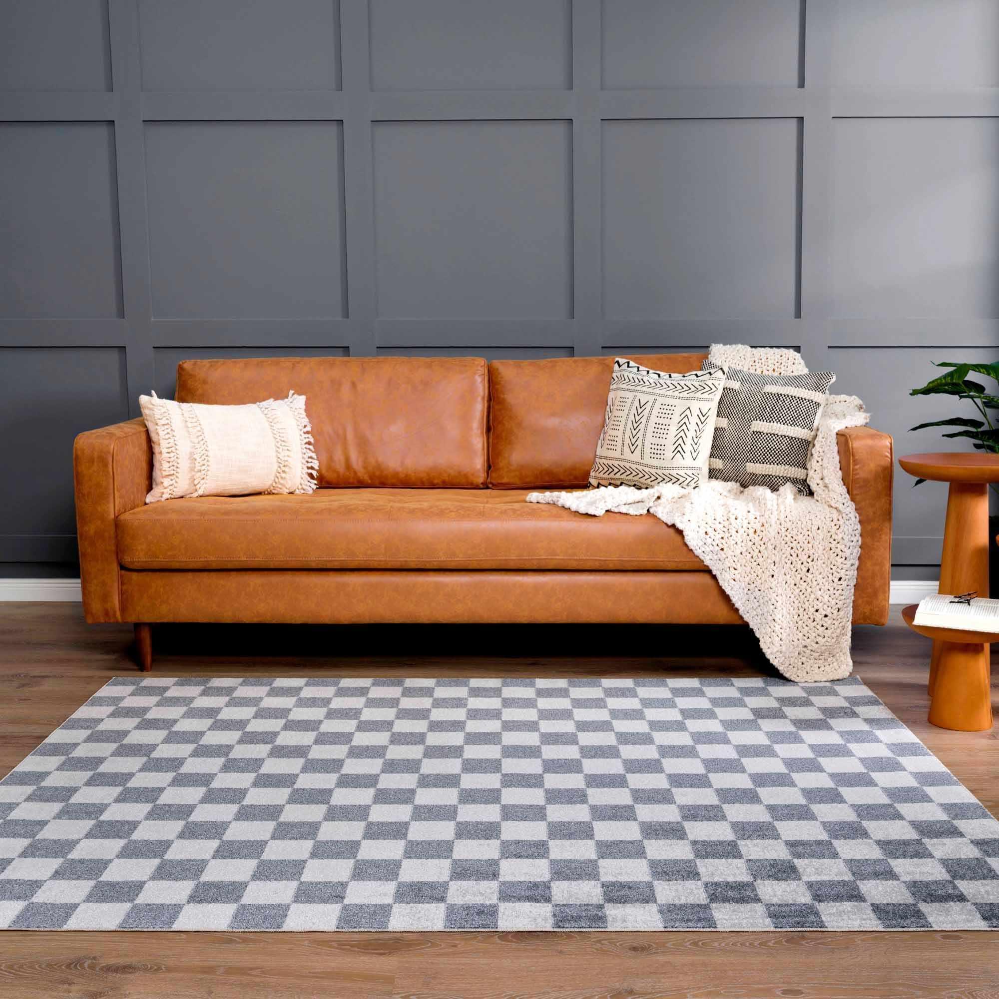 Alie Blue Checkered Area Rug