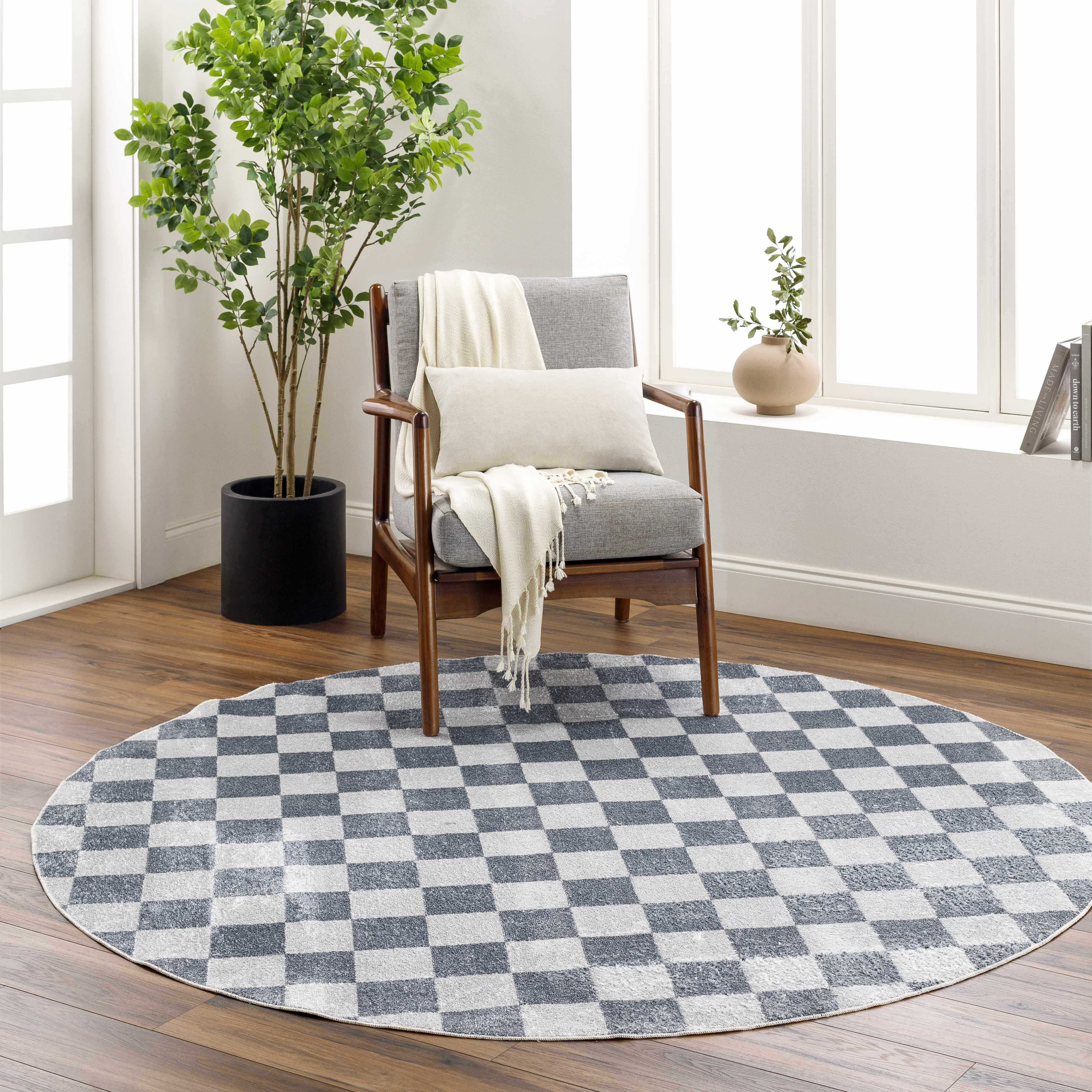 Alie Blue Checkered Area Rug