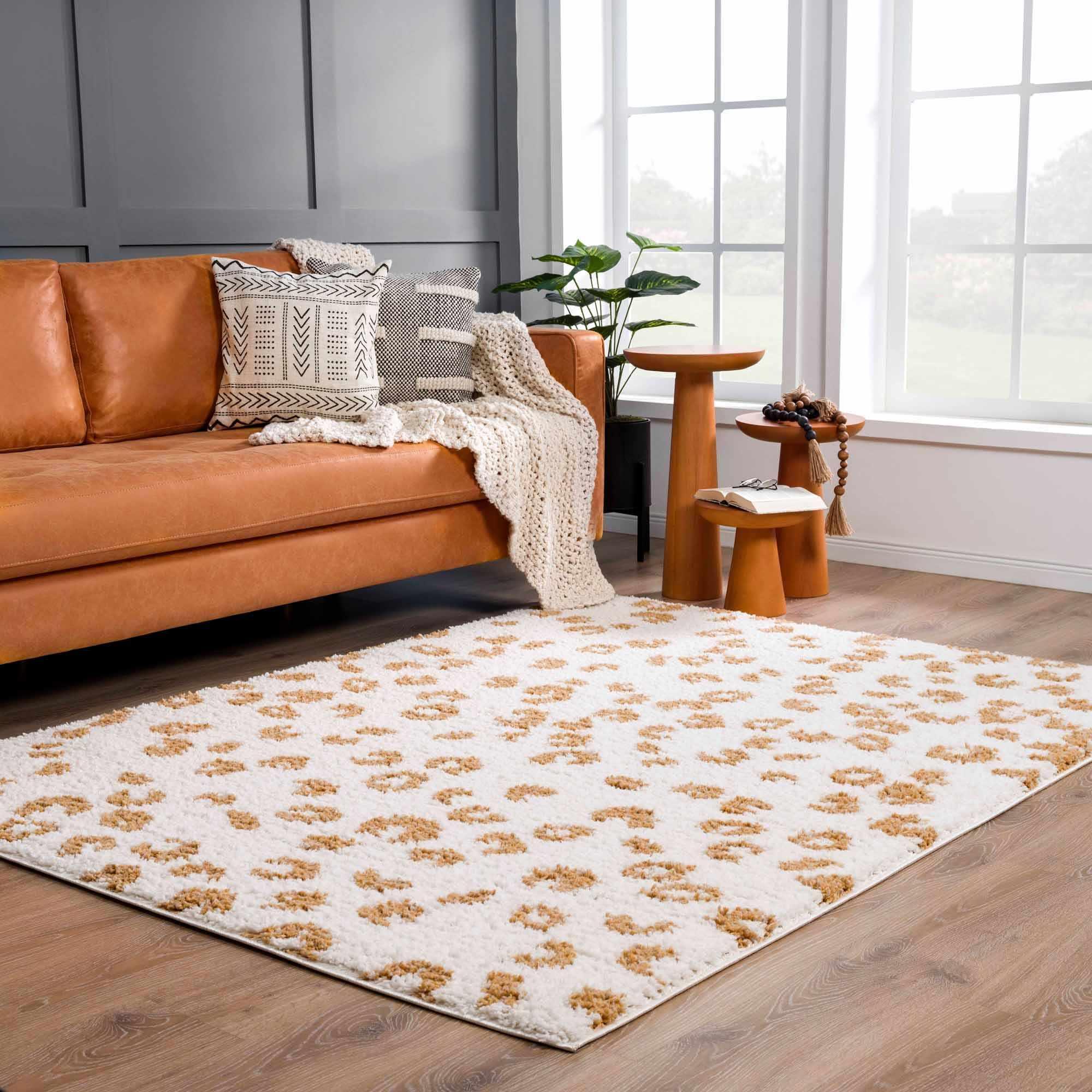 Altin Leopard Print White Area Rug