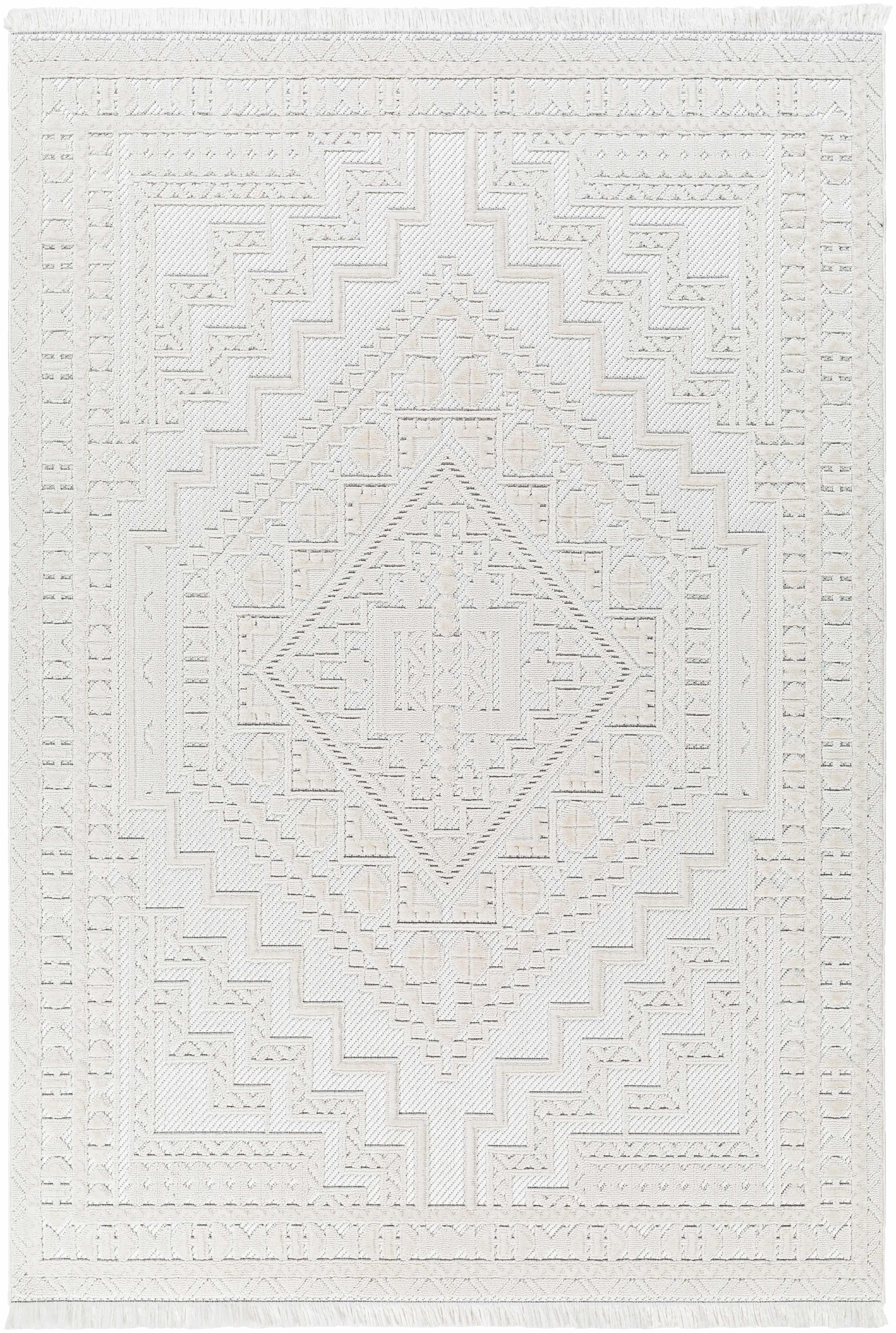 Alya White Fringe Rug