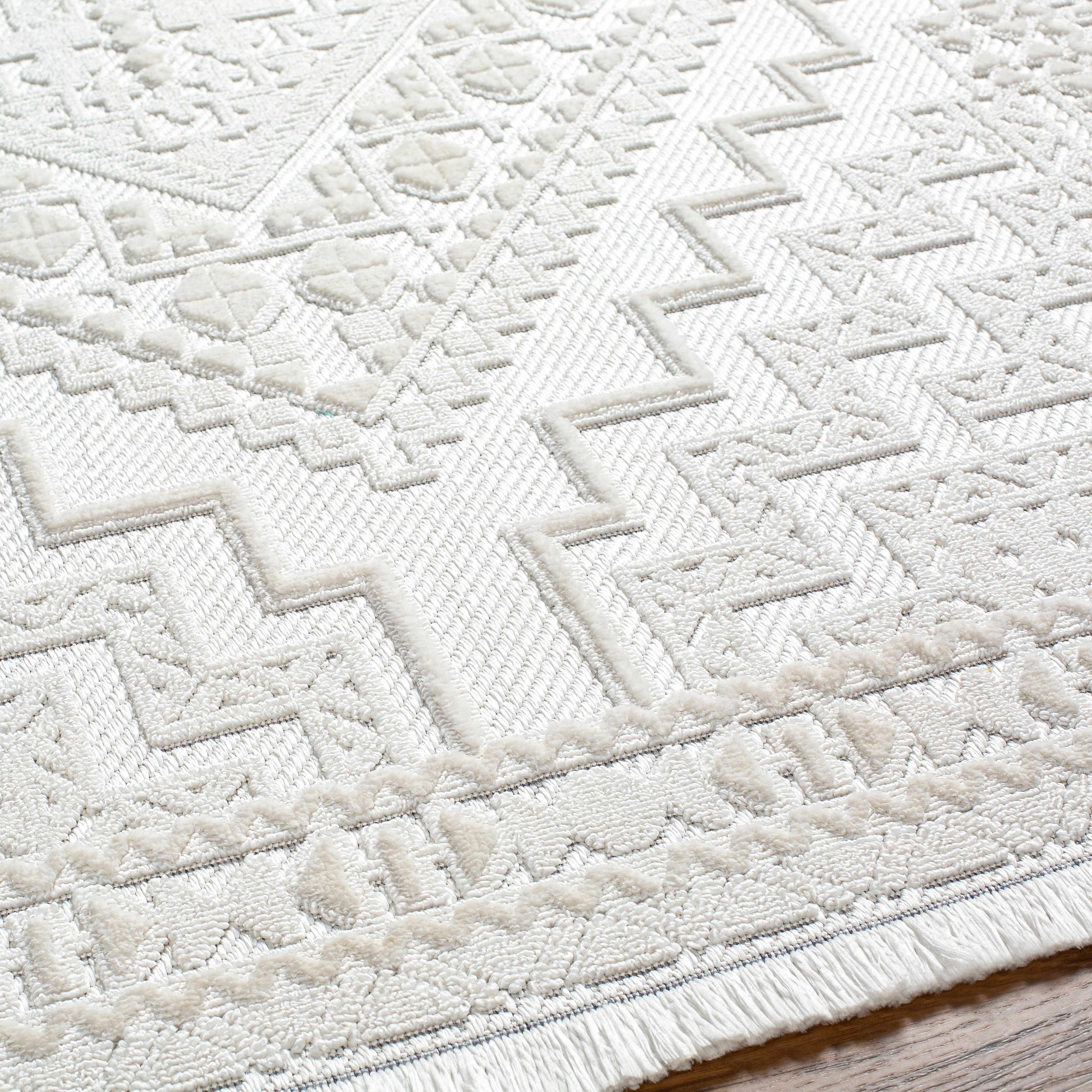 Alya White Fringe Rug