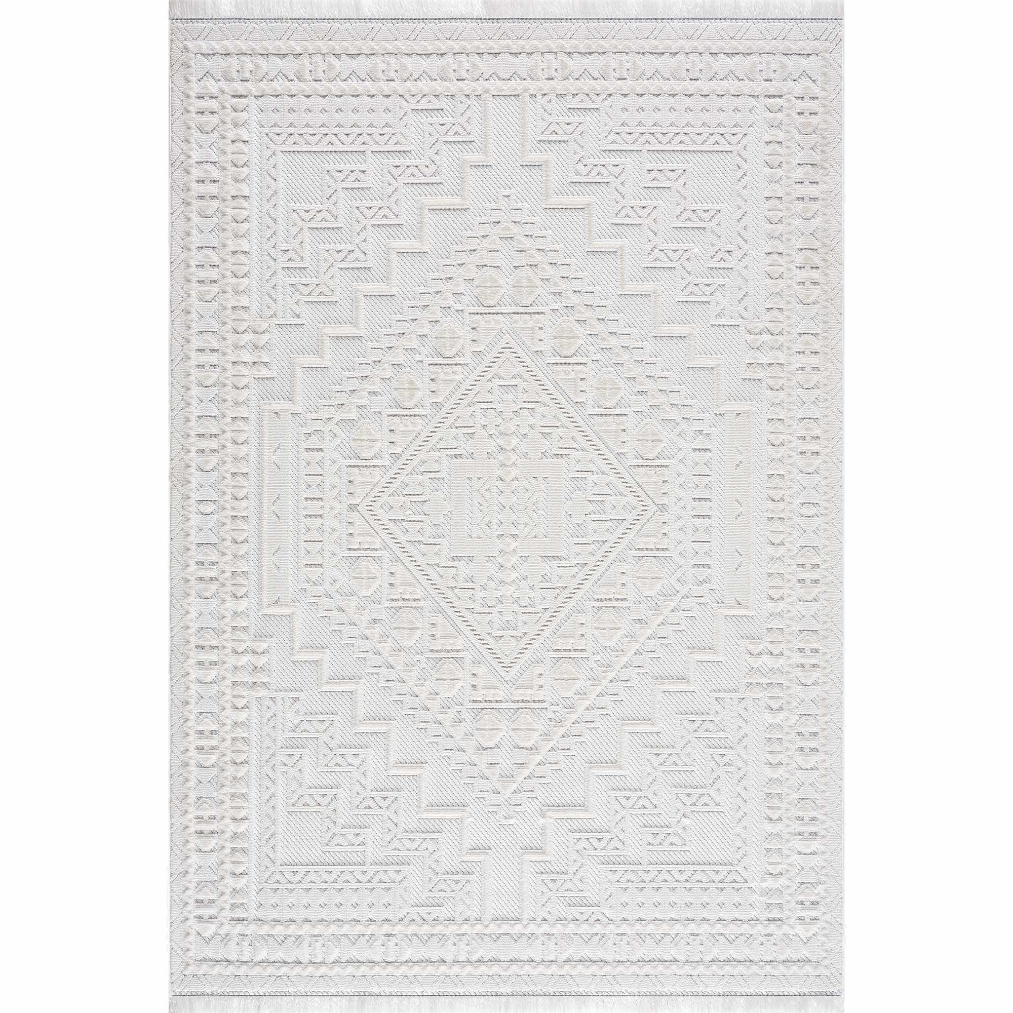 Alya White Fringe Rug