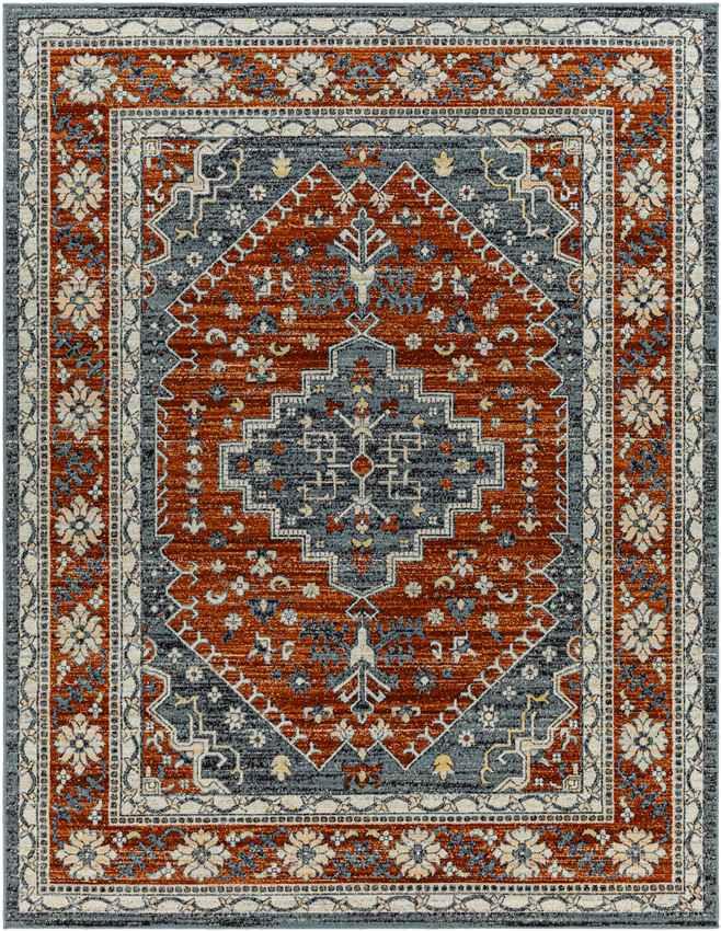 Andrews Traditional Burnt Orange Area Rug