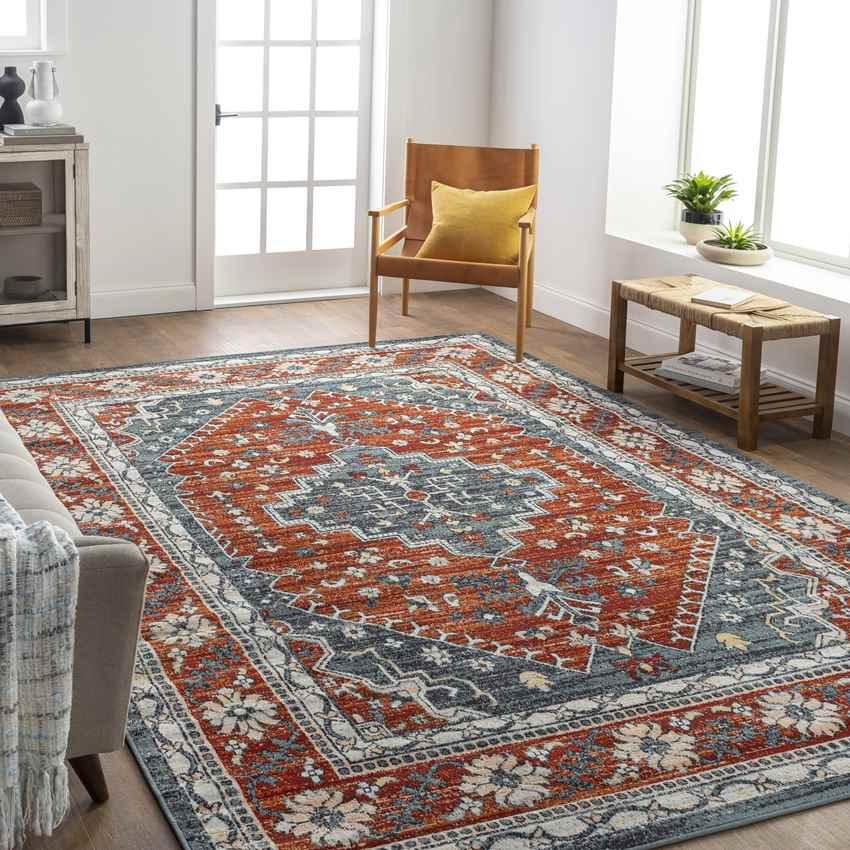 Andrews Traditional Burnt Orange Area Rug