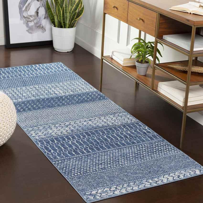 Angelica Global Bright Blue Area Rug