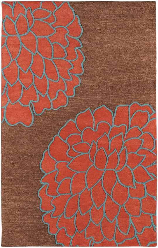 Aniak Modern Brown/Sky Red Area Rug