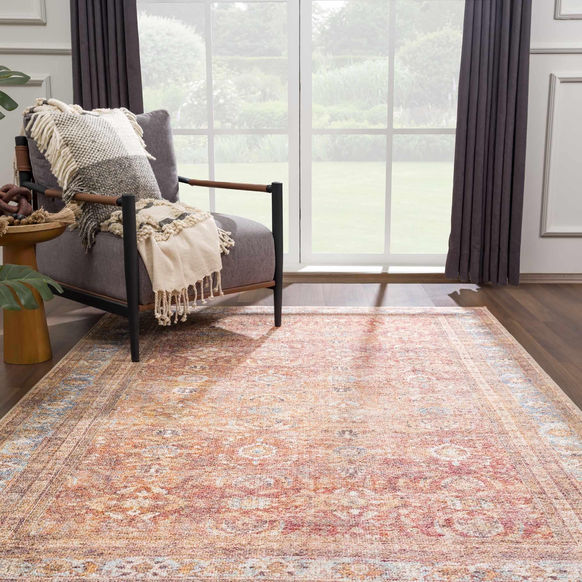 Anshu Peach Washable Area Rug