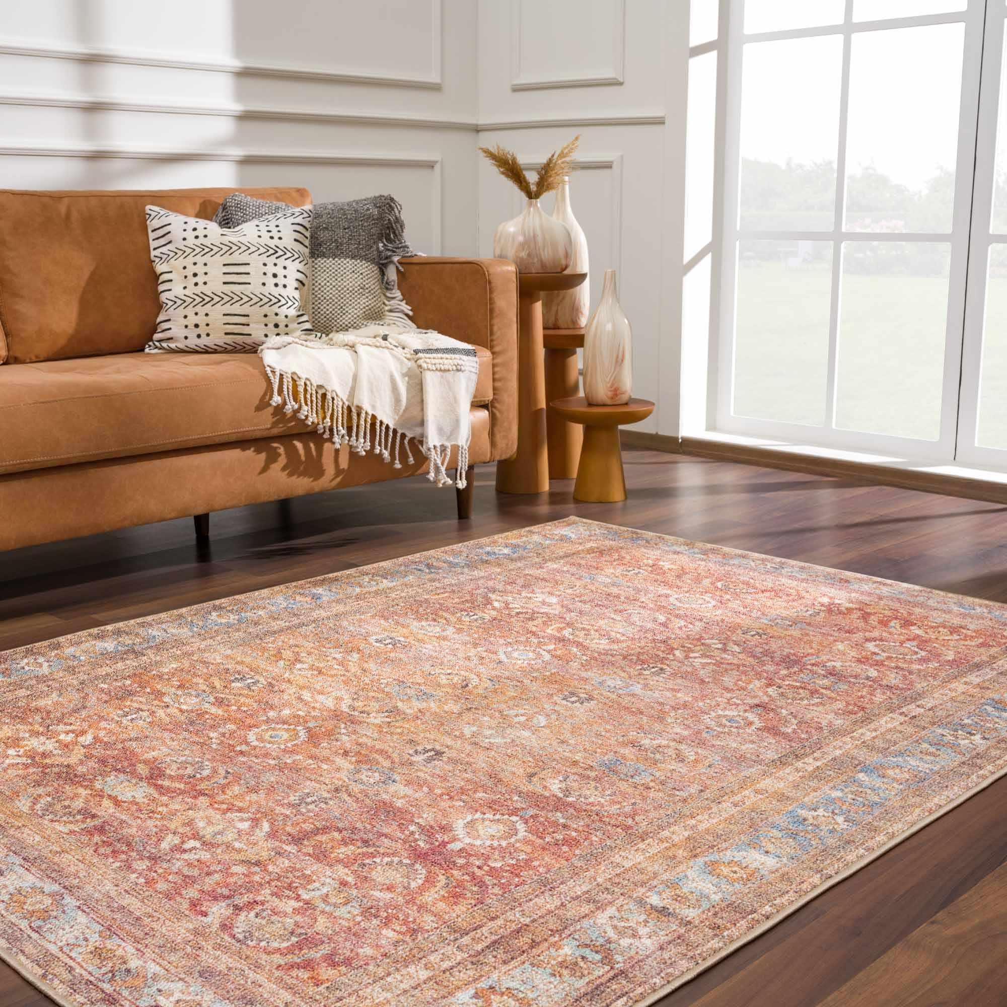 Anshu Peach Washable Area Rug