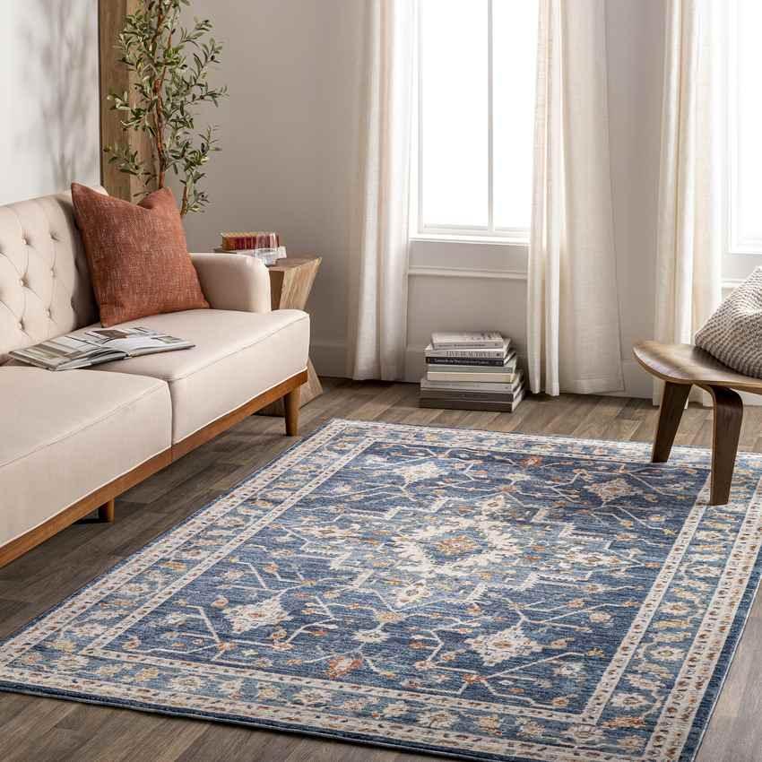 Anthon Traditional Dark Blue Area Rug