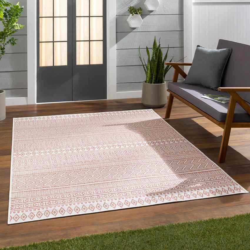 Antibes Global Coral/White Area Rug