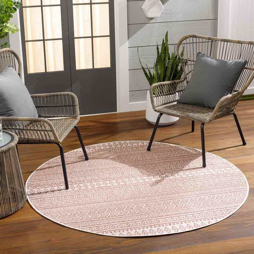 Antibes Global Coral/White Area Rug