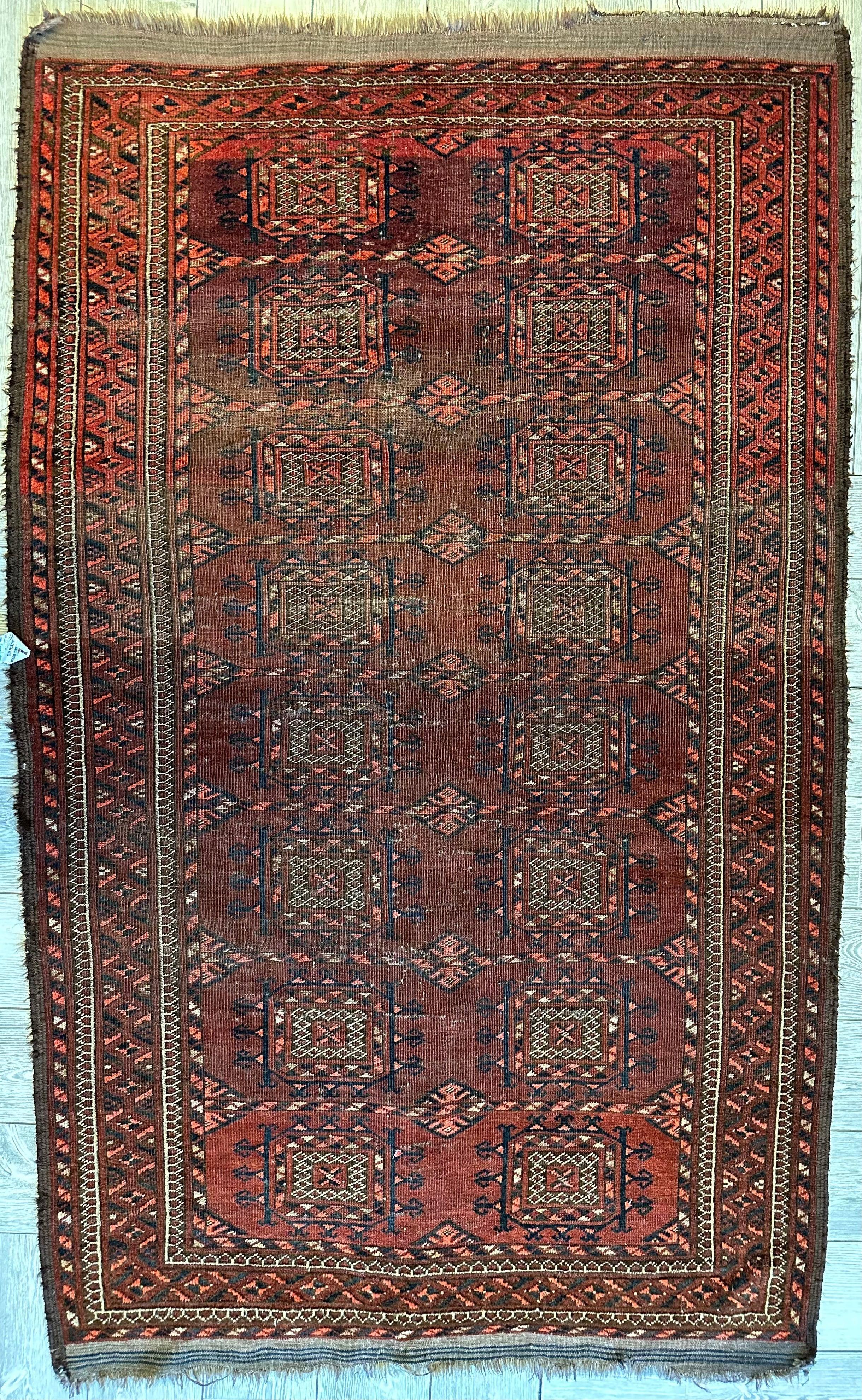 Antique 1880’s Baluch Rug 4x7 Ft