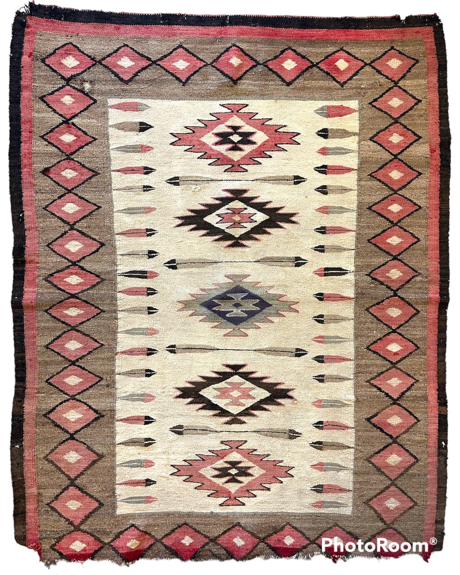 Antique 1880’s Navajo Rug 4’ x 5’