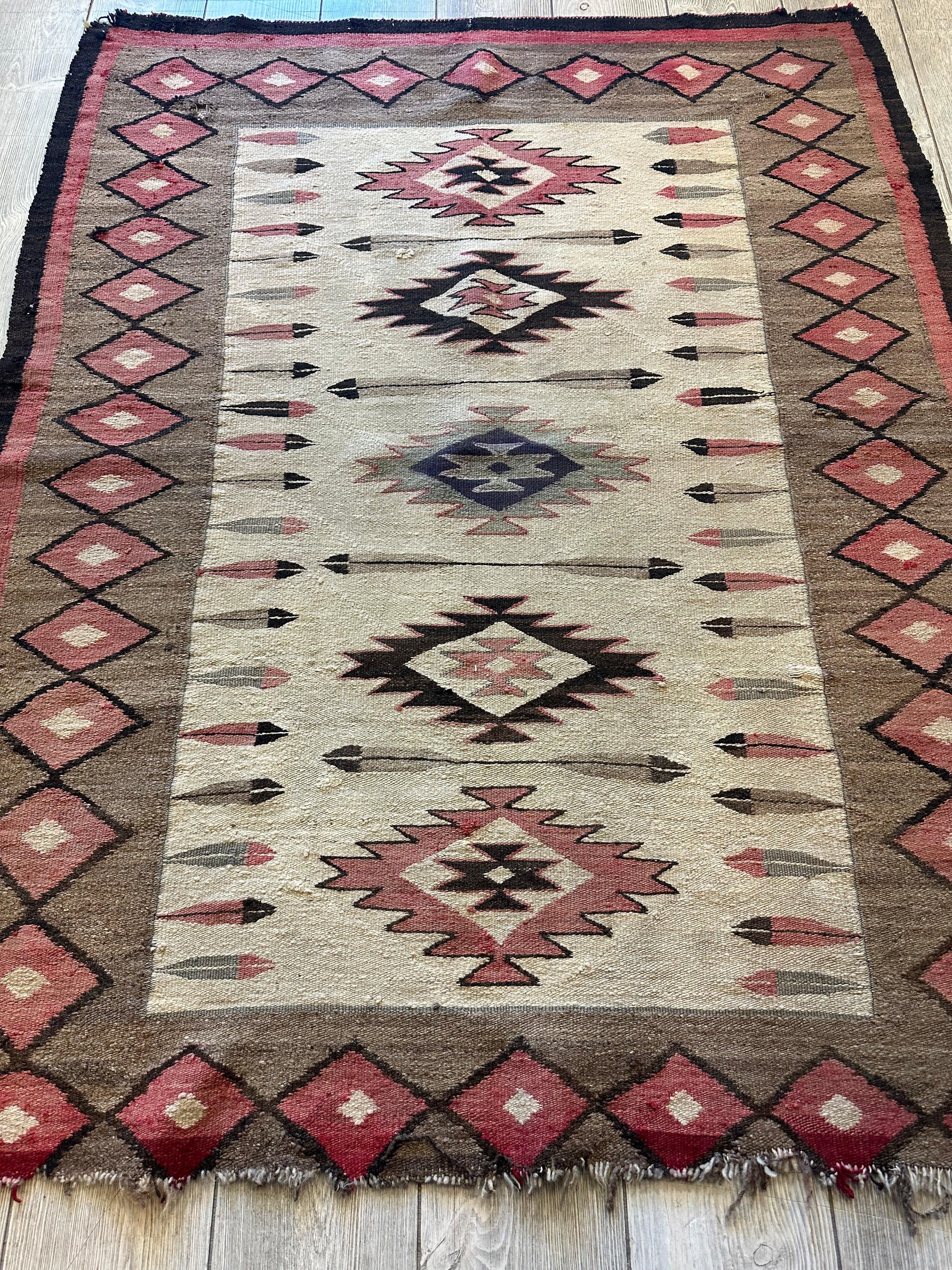 Antique 1880’s Navajo Rug 4’ x 5’