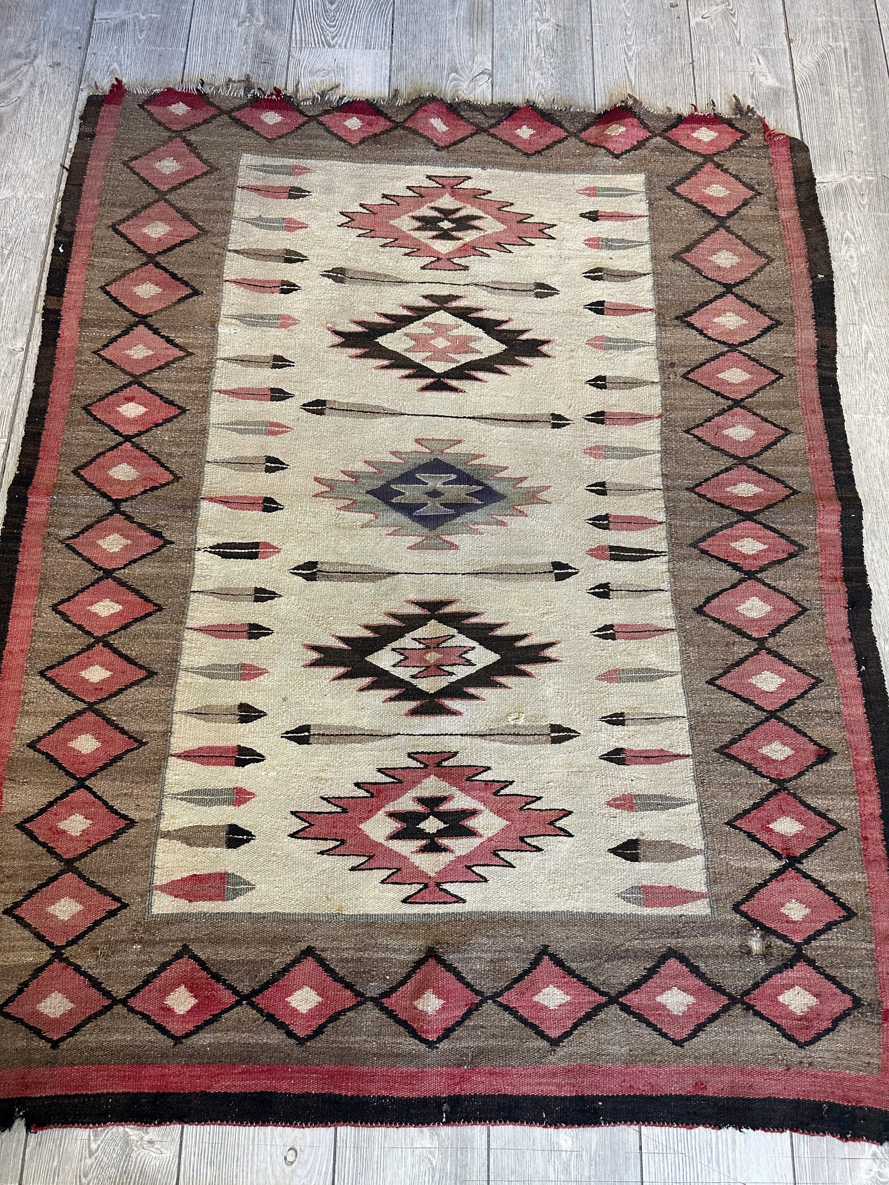 Antique 1880’s Navajo Rug 4’ x 5’