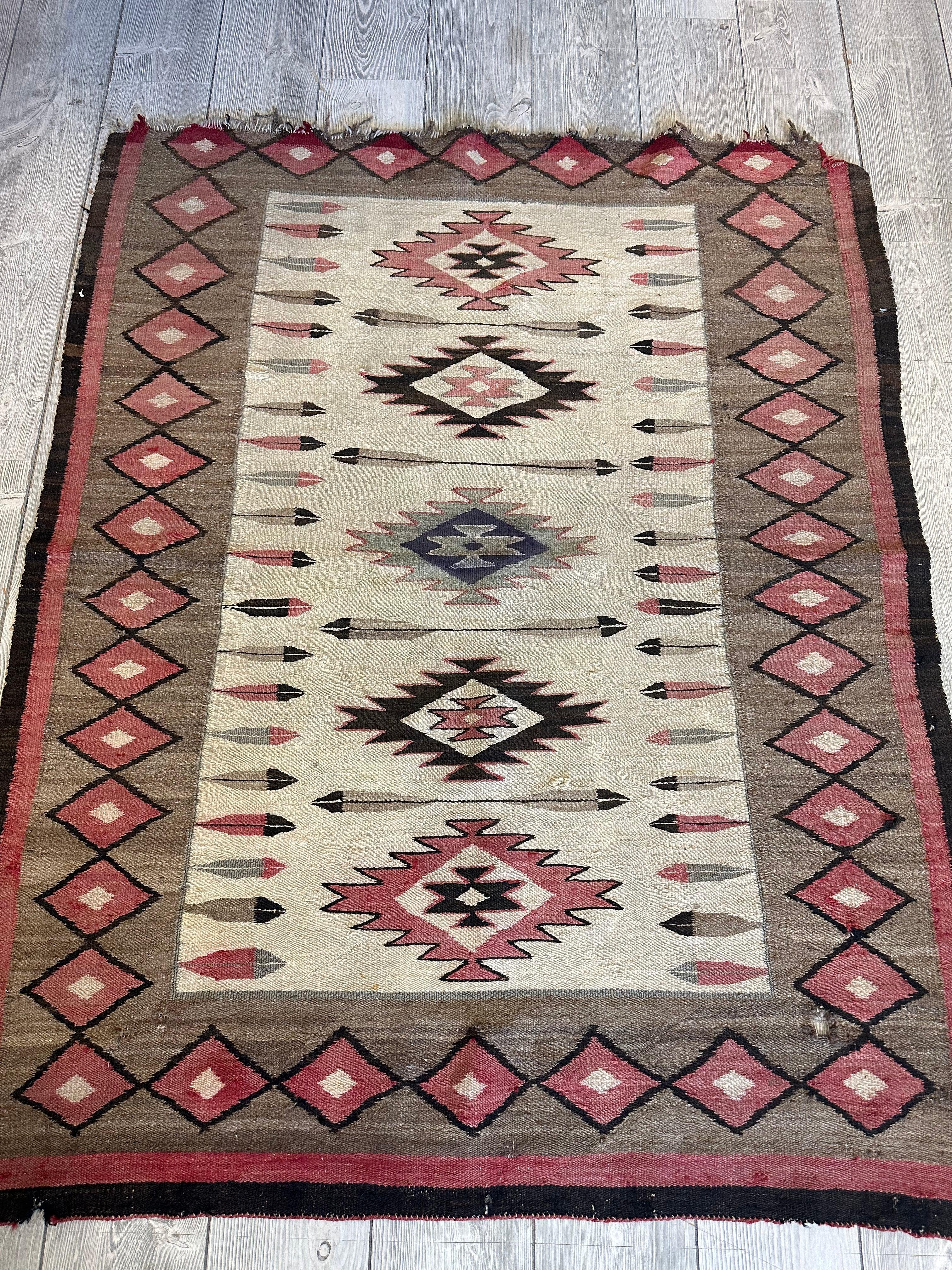 Antique 1880’s Navajo Rug 4’ x 5’