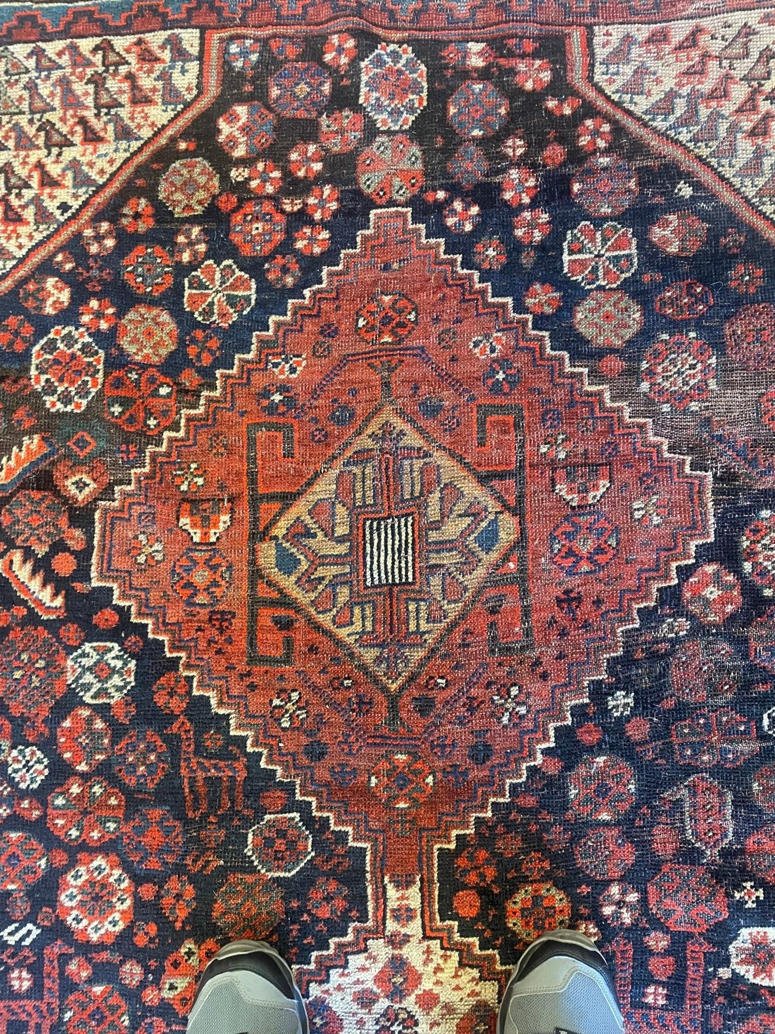 Antique 1880s Collectible Nomad Persian Khamseh Rug 6'x9'