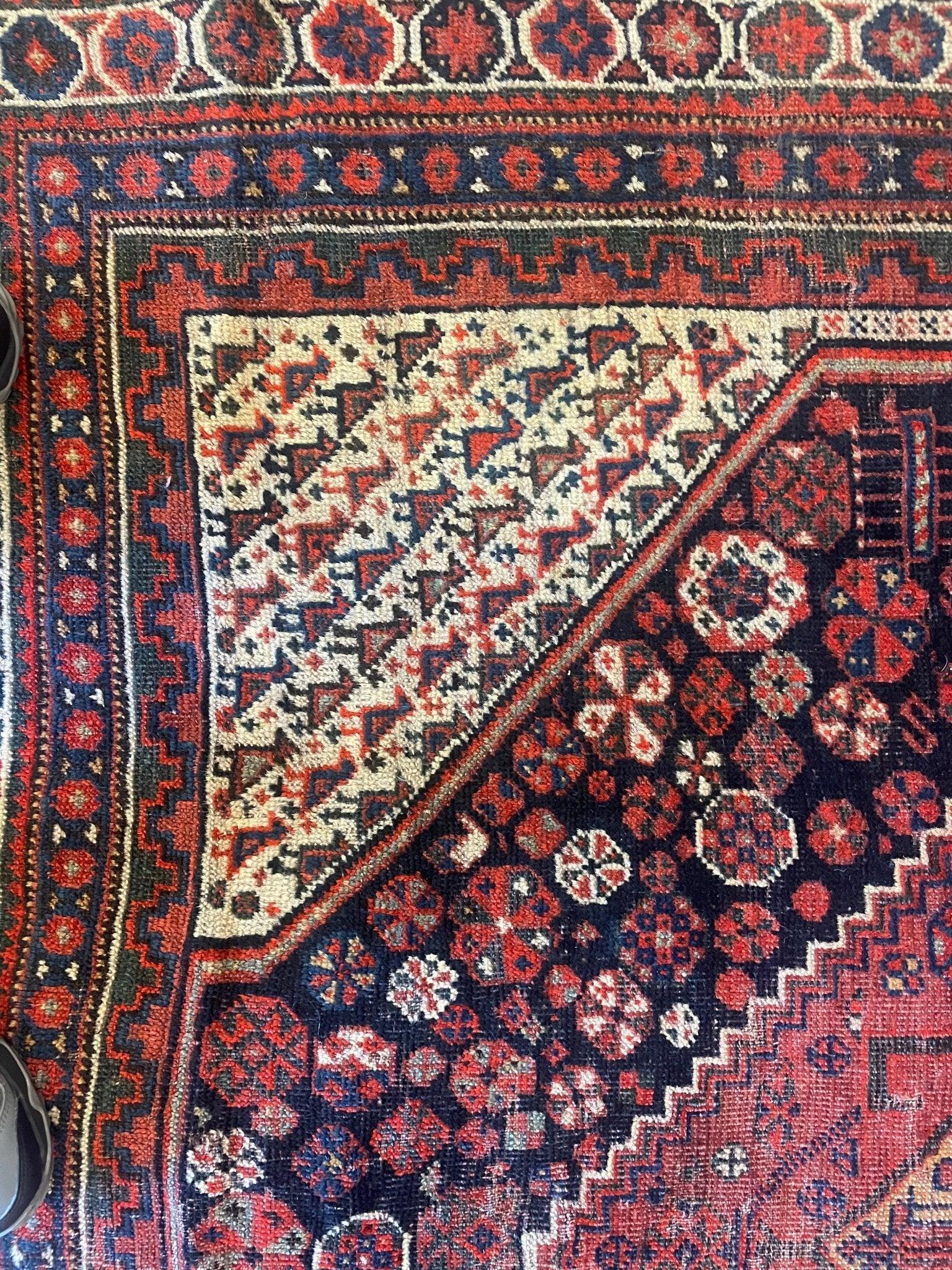 Antique 1880s Collectible Nomad Persian Khamseh Rug 6'x9'