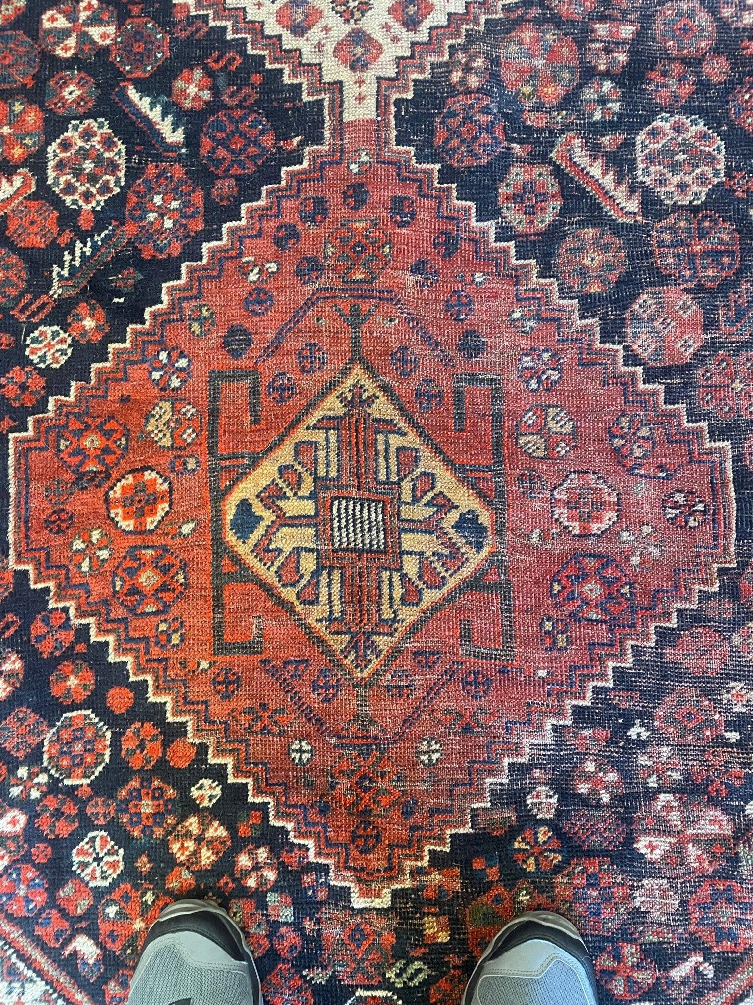 Antique 1880s Collectible Nomad Persian Khamseh Rug 6'x9'