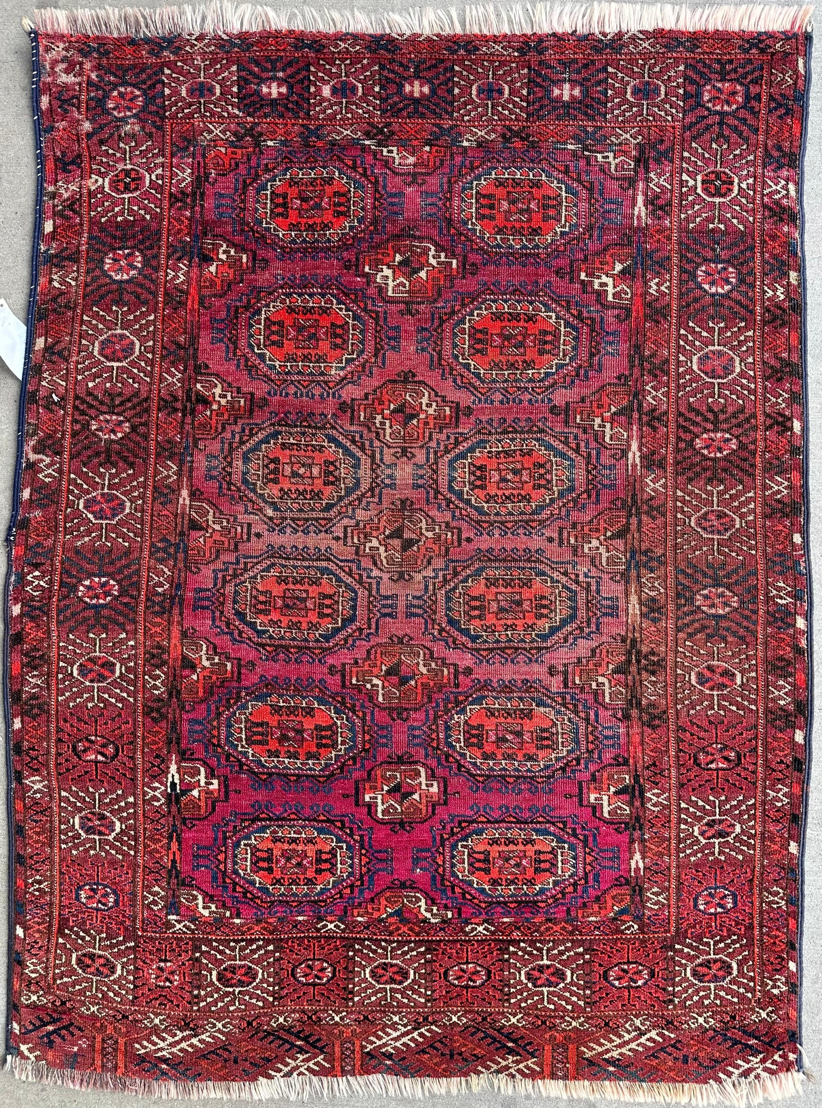 Antique 1910’s Tribal Turkoman Rug 3’ x 4’1”