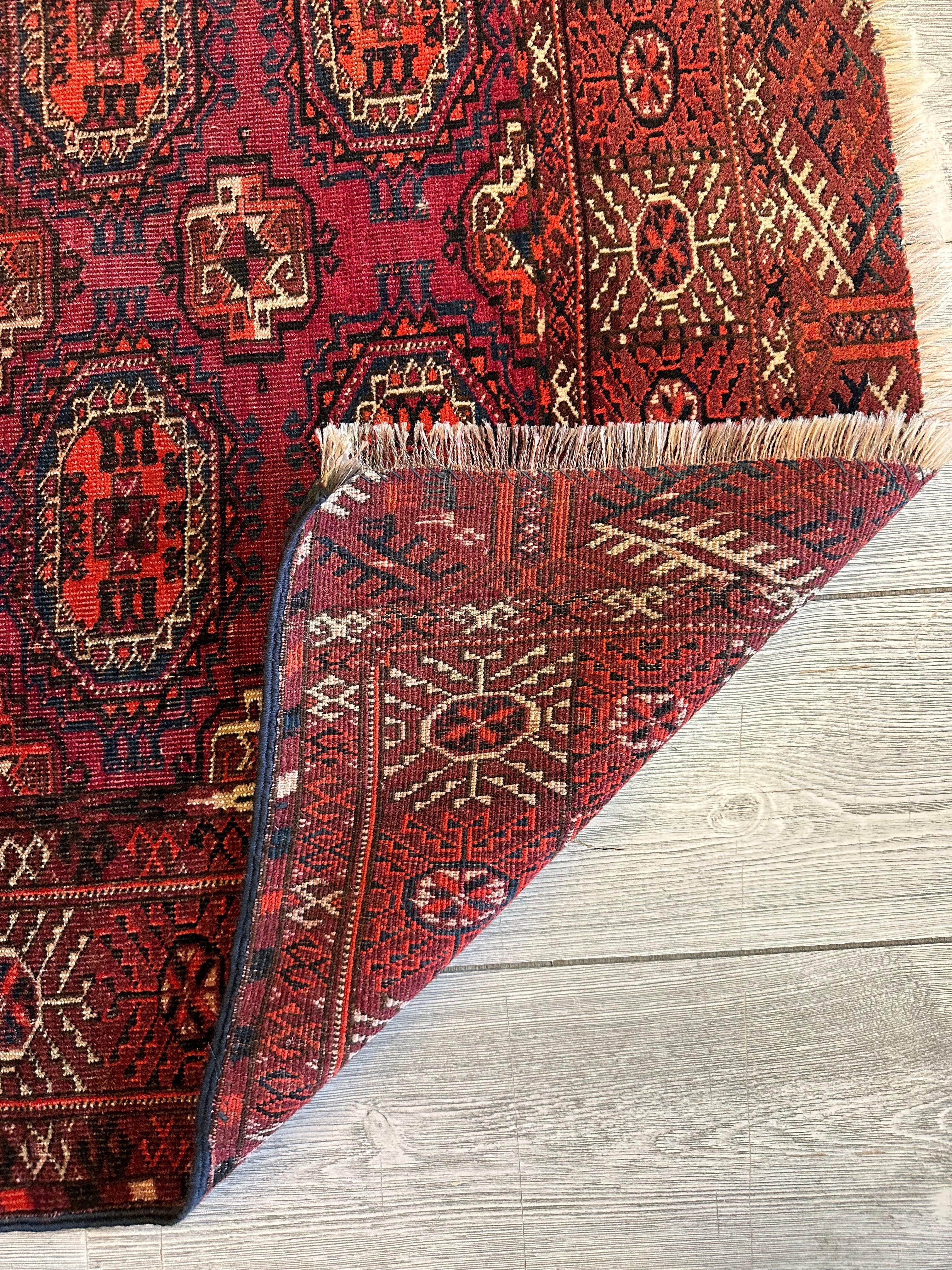 Antique 1910’s Tribal Turkoman Rug 3’ x 4’1”