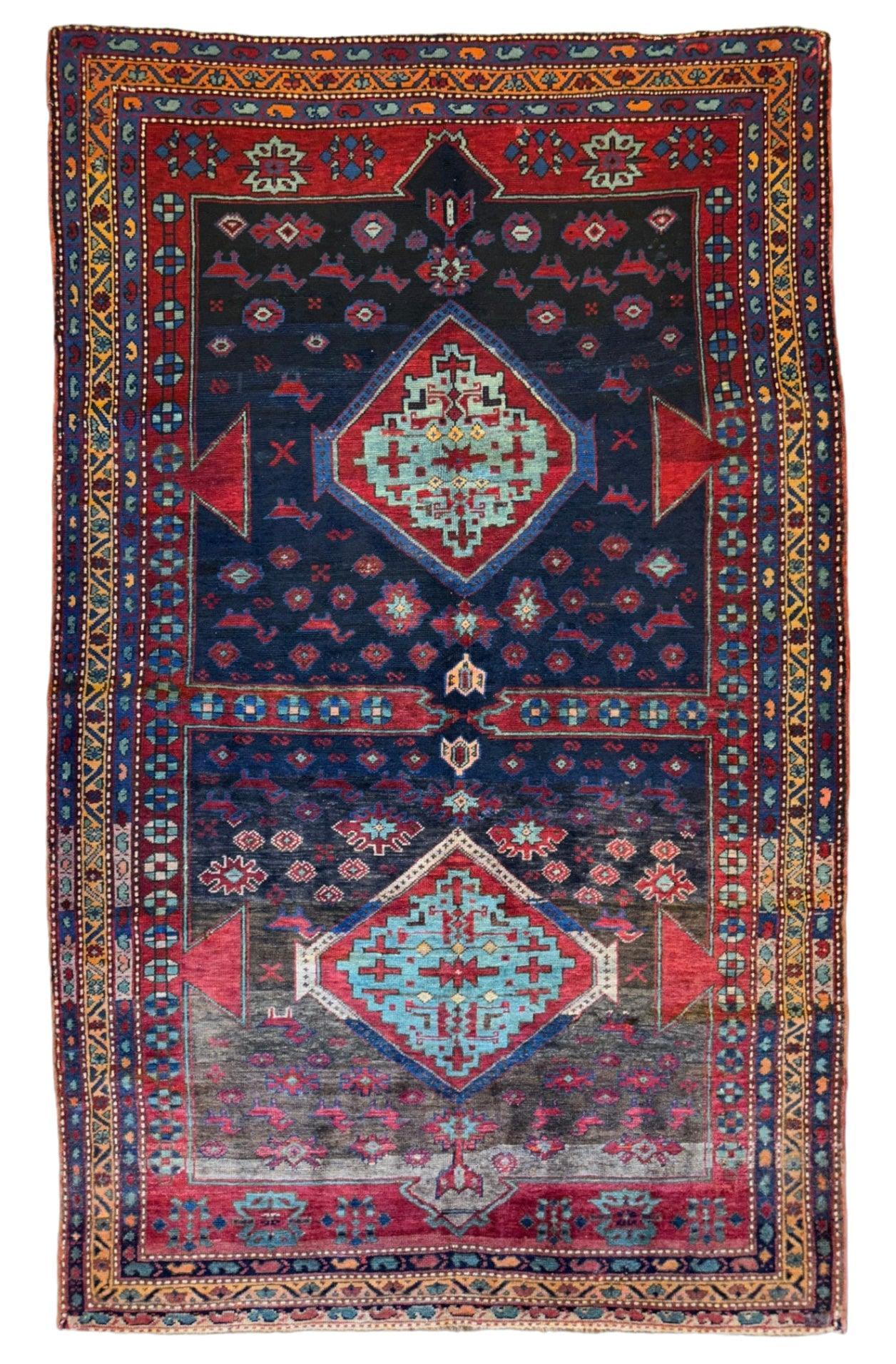 Antique 19th Century Handwoven Kazak Tribal Rug 5’ x 8’