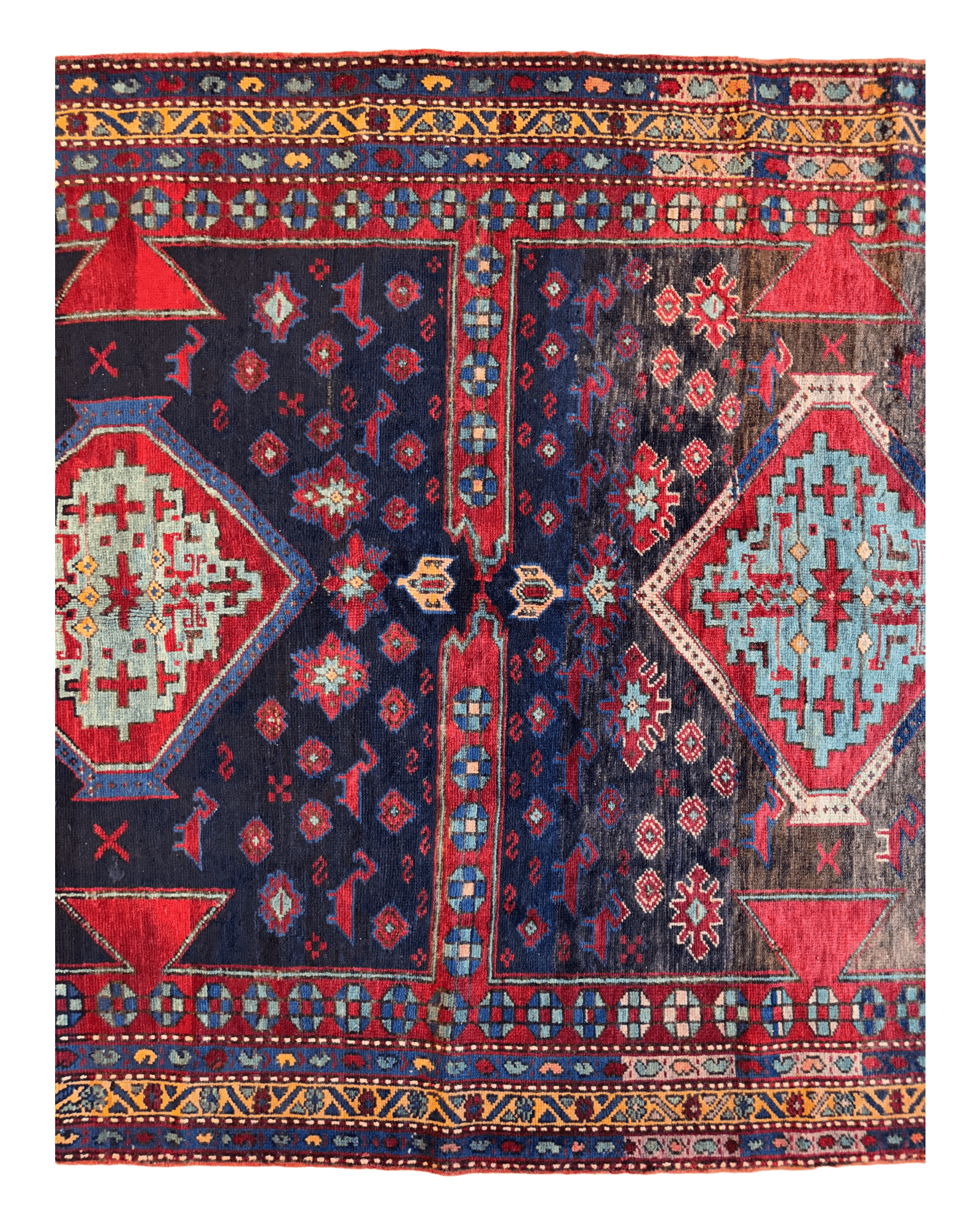 Antique 19th Century Handwoven Kazak Tribal Rug 5’ x 8’