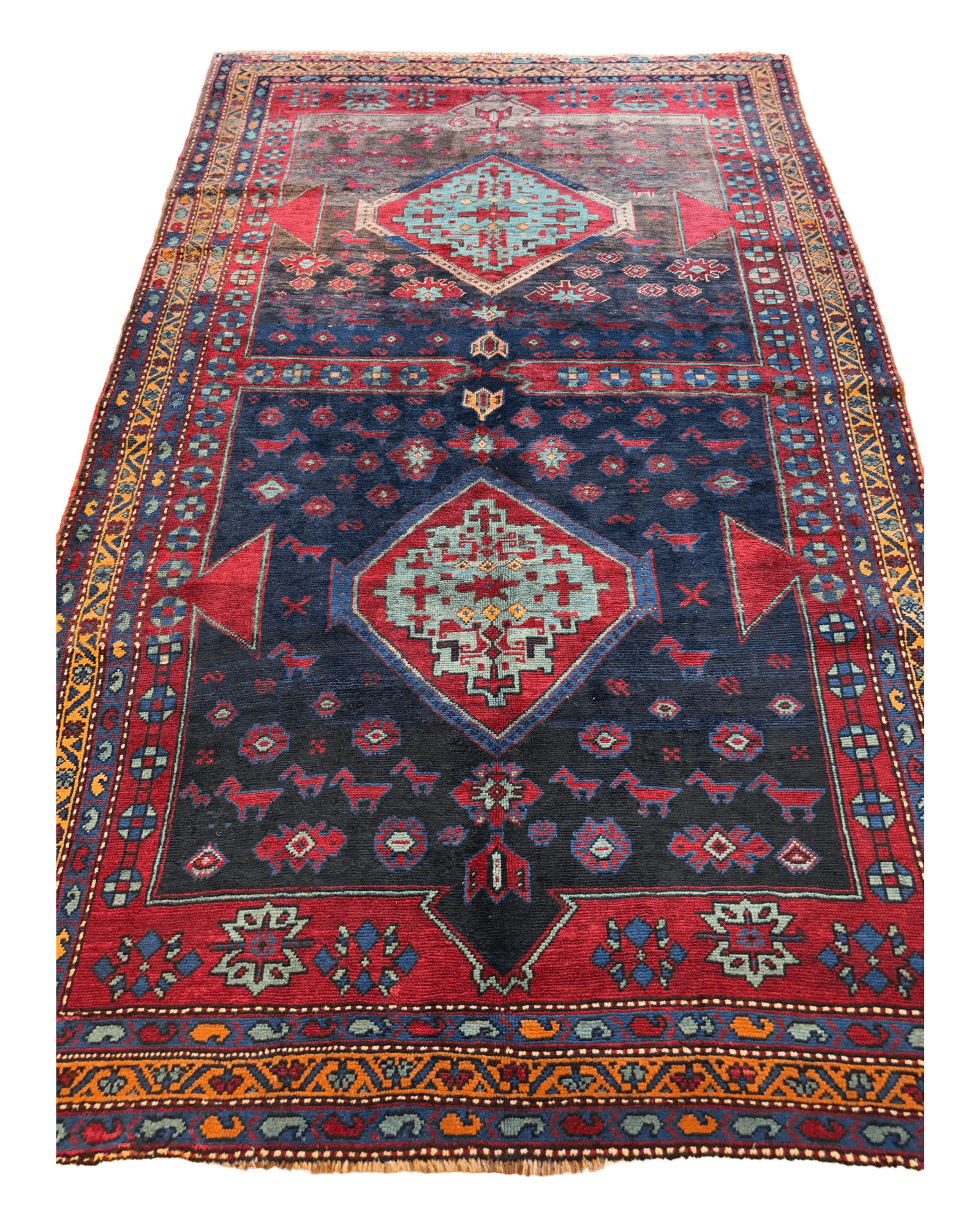 Antique 19th Century Handwoven Kazak Tribal Rug 5’ x 8’