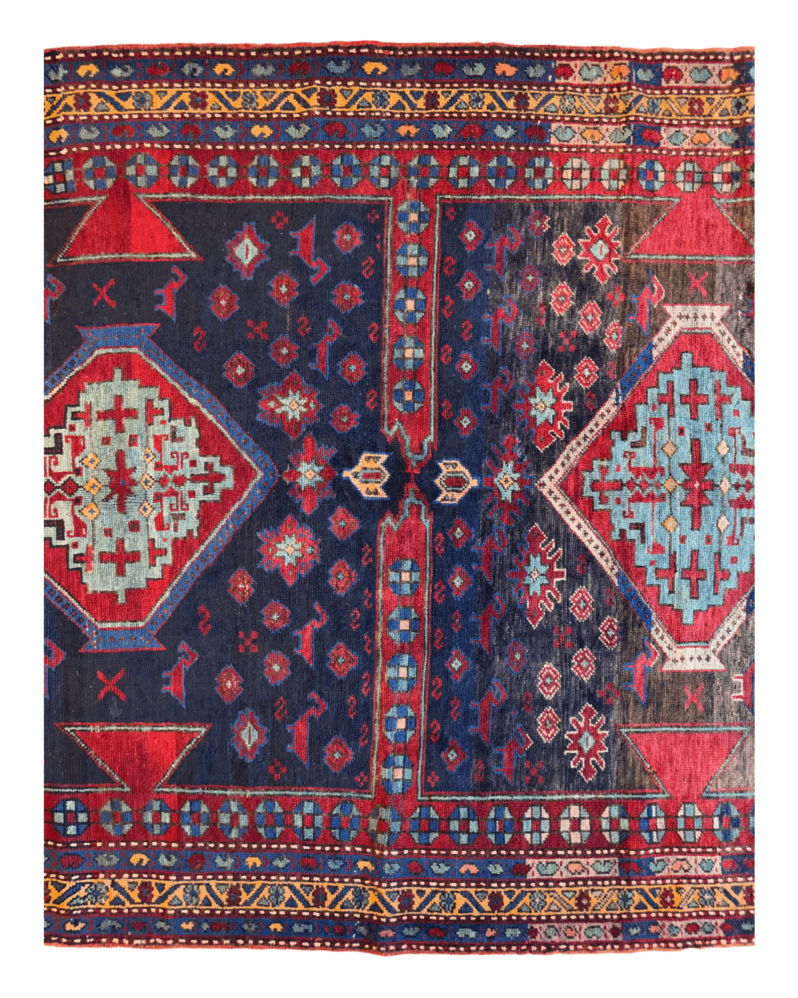 Antique 19th Century Handwoven Kazak Tribal Rug 5’ x 8’