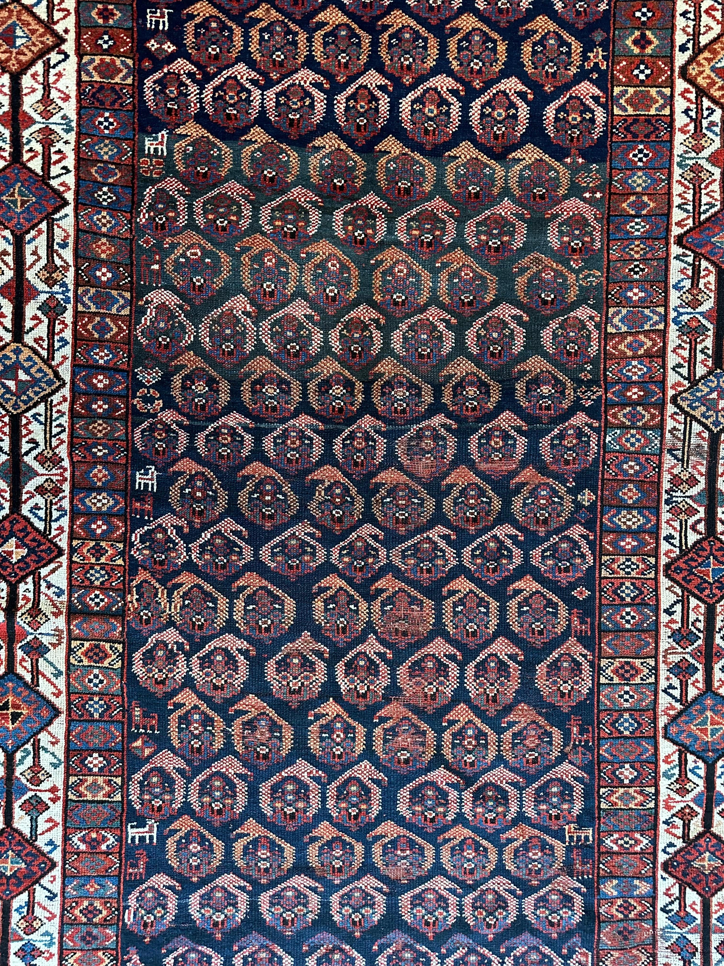 Antique All Over Paisley Kurdish Afshar Rug 4’5” x 8’11”