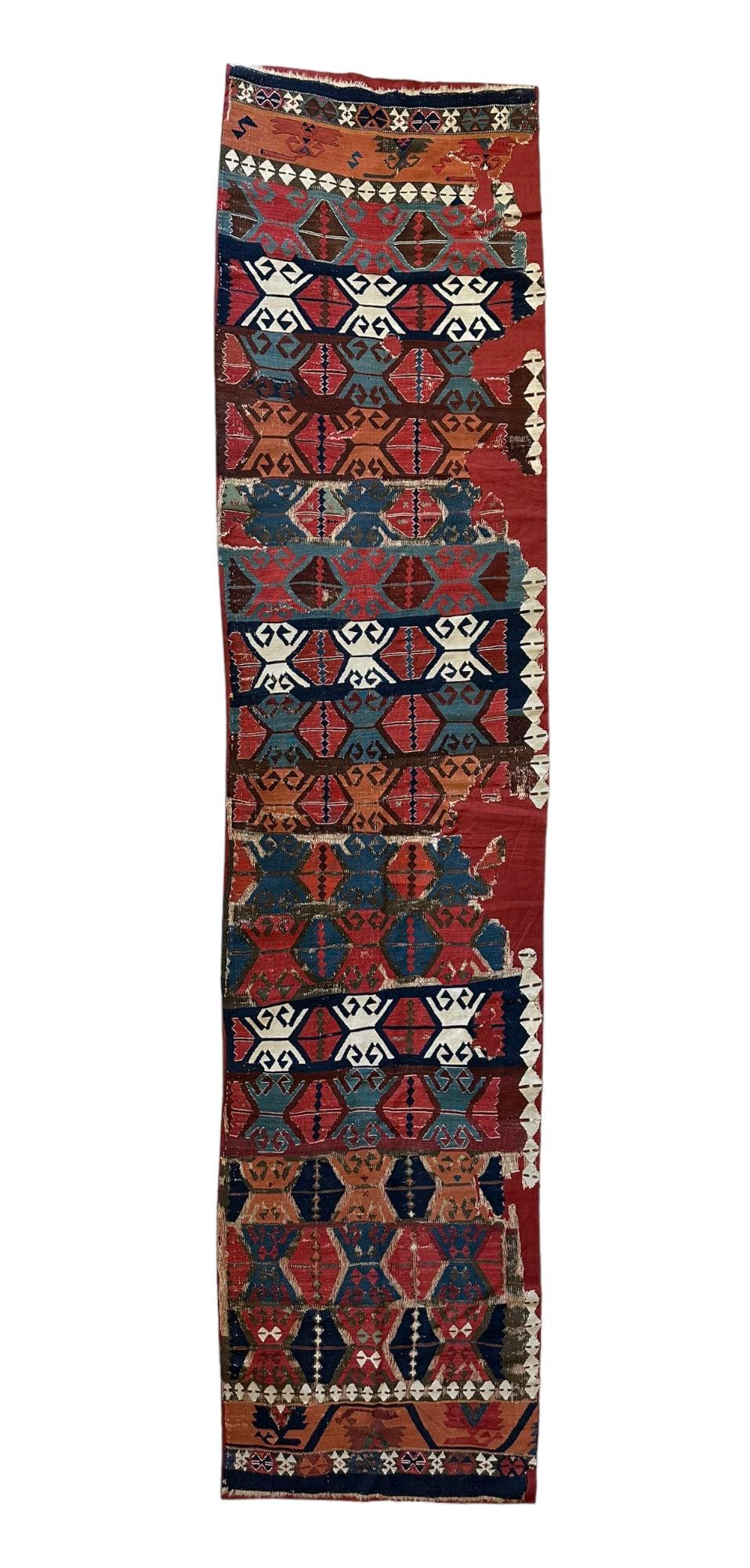 Antique Anatolian Large Fragment, Runner Kilim 28” x 128”