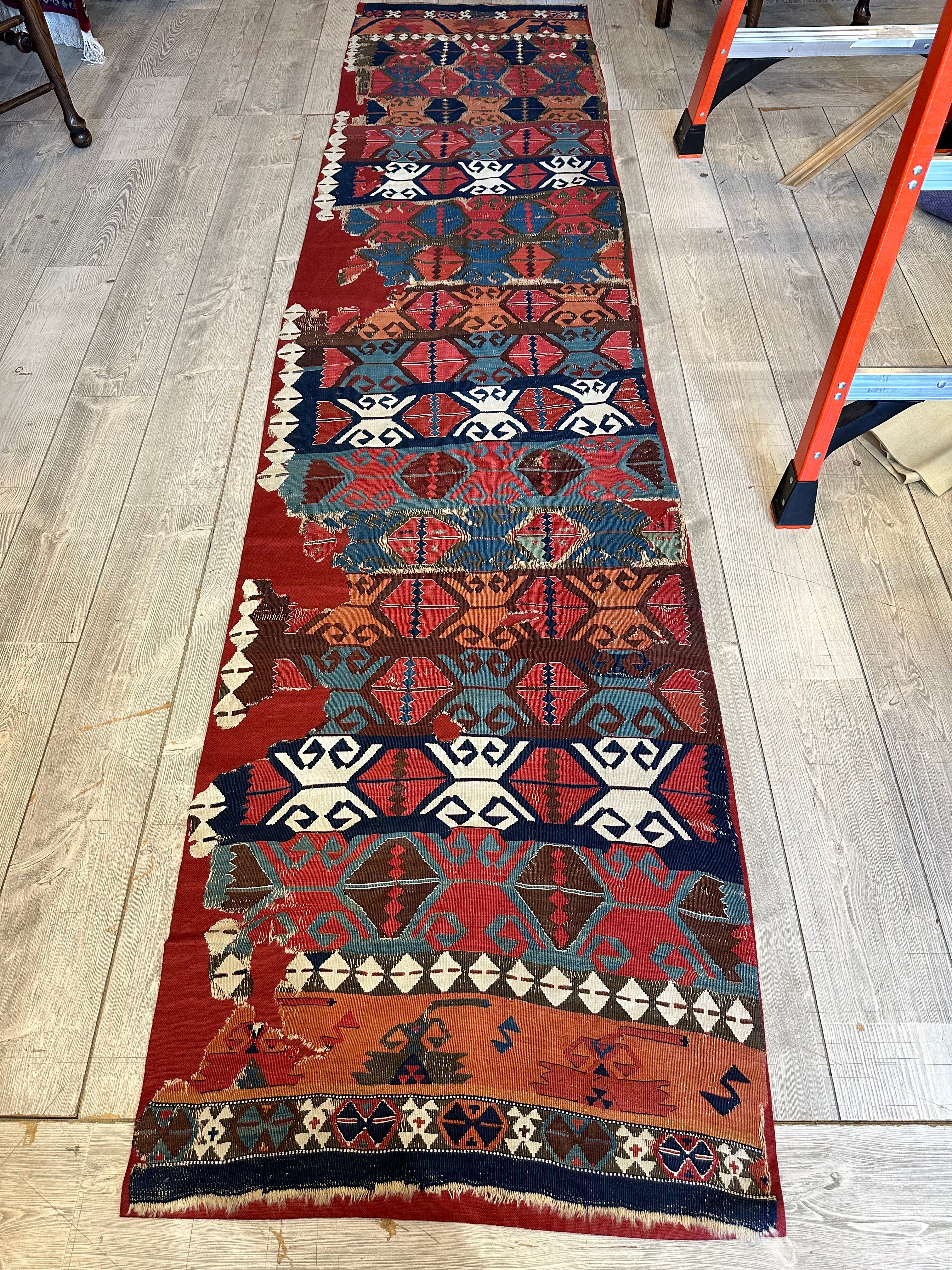 Antique Anatolian Large Fragment, Runner Kilim 28” x 128”