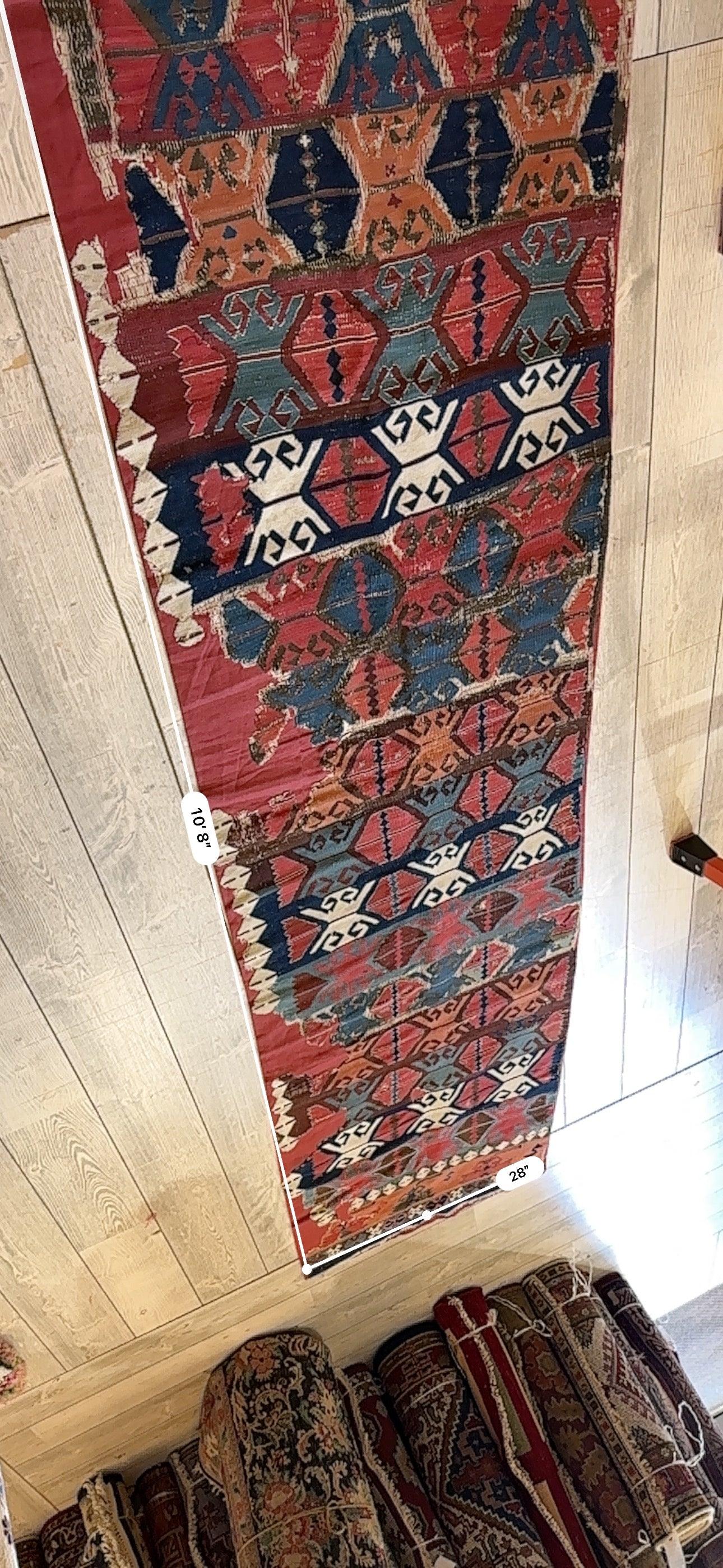 Antique Anatolian Large Fragment, Runner Kilim 28” x 128”