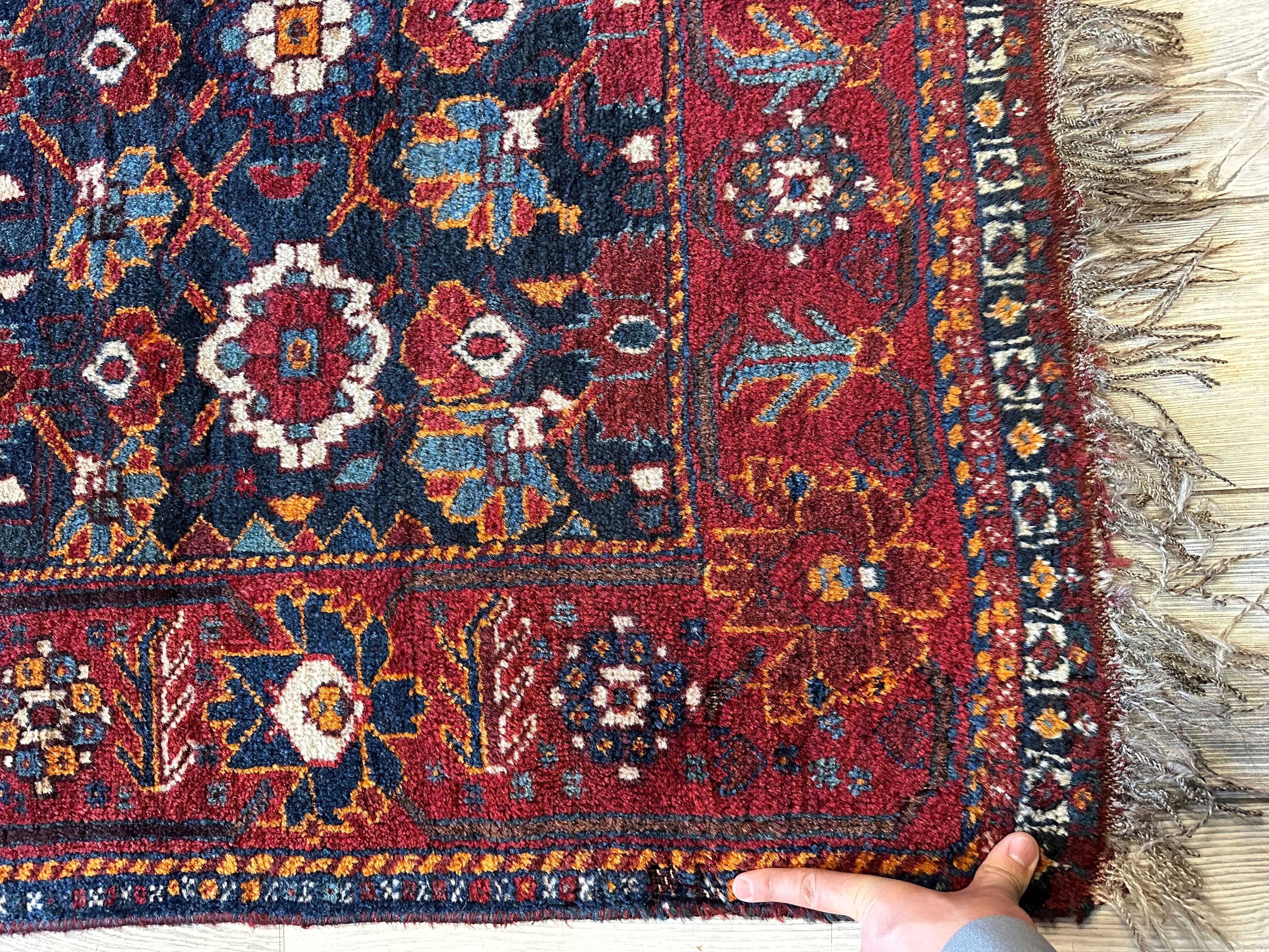 Antique Attractive Persian Khamseh Rug Early 20th Century 46” x 66”