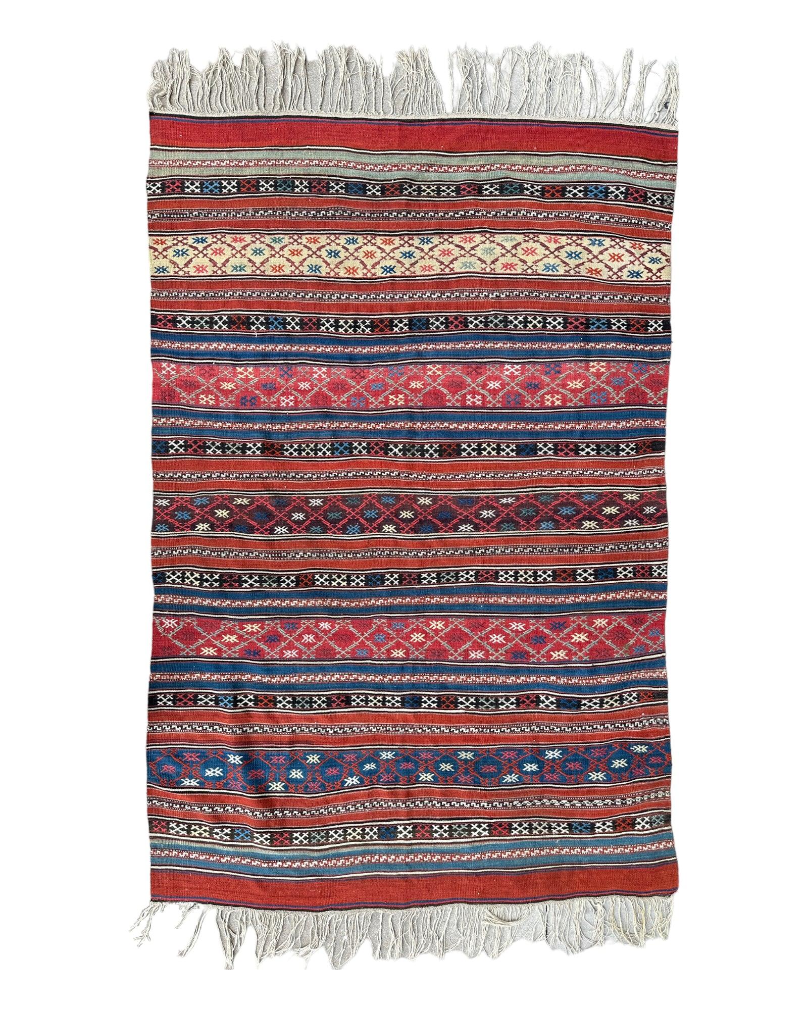 Antique Caucasian Shahsavan Soumak Rug 4’9” x 7’4”