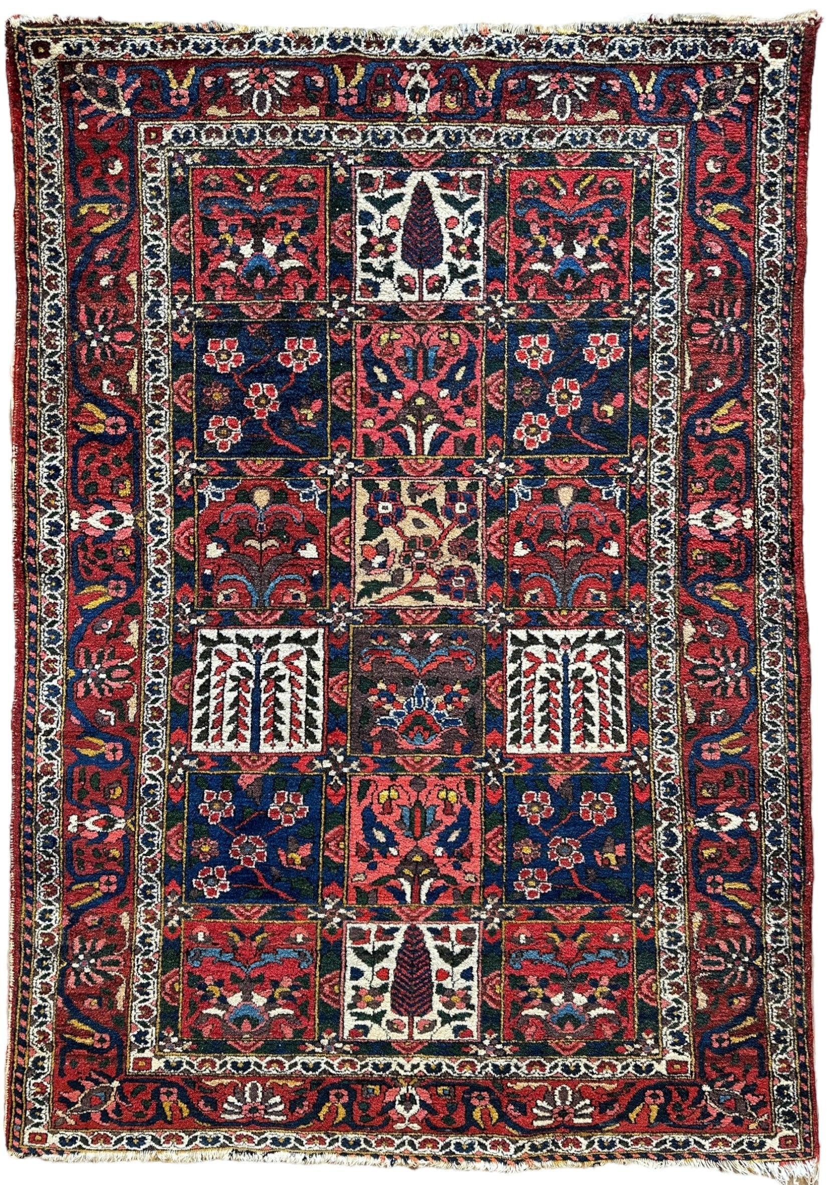 Antique Circa 1920 Decorative Four Seasons Bakhtiari Rug 4’6” x 6’7”