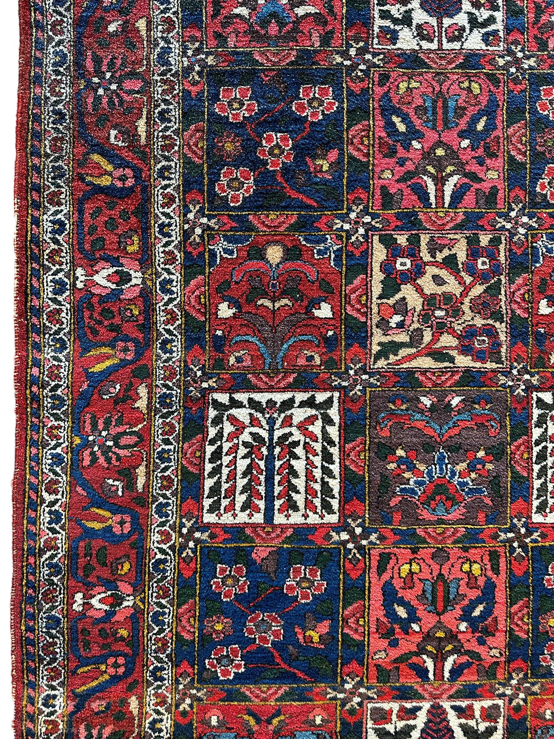 Antique Circa 1920 Decorative Four Seasons Bakhtiari Rug 4’6” x 6’7”