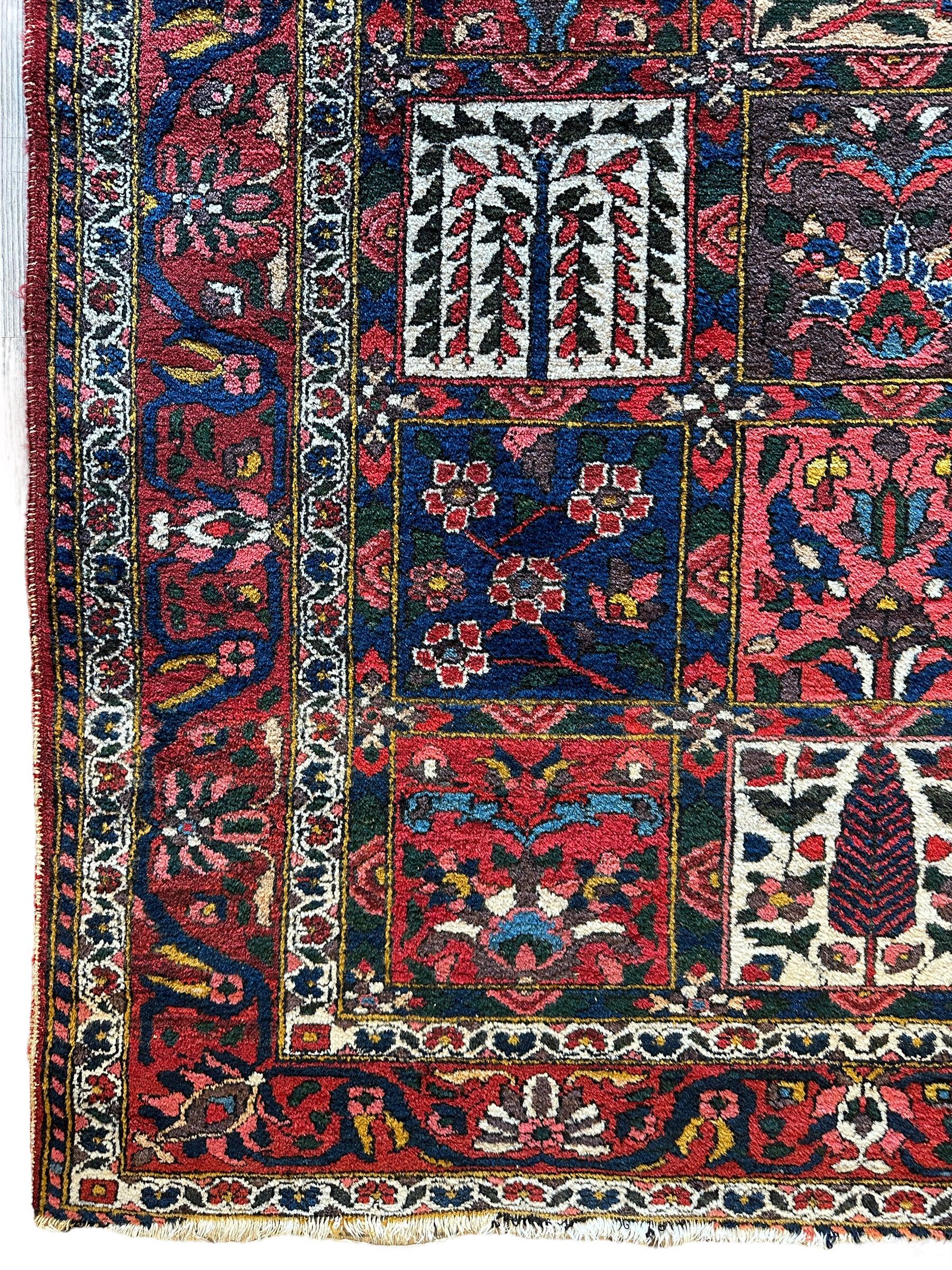 Antique Circa 1920 Decorative Four Seasons Bakhtiari Rug 4’6” x 6’7”