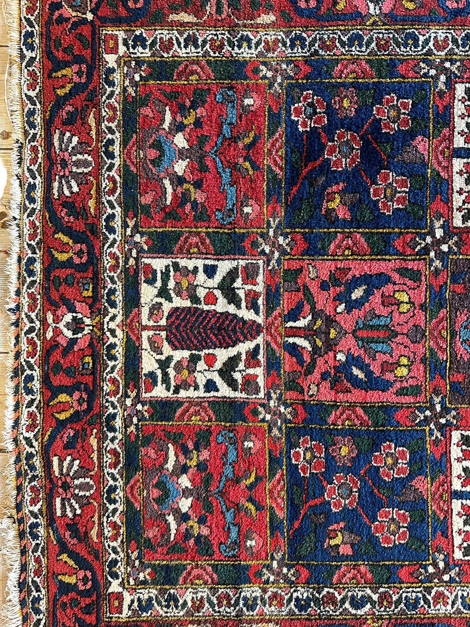 Antique Circa 1920 Decorative Four Seasons Bakhtiari Rug 4’6” x 6’7”