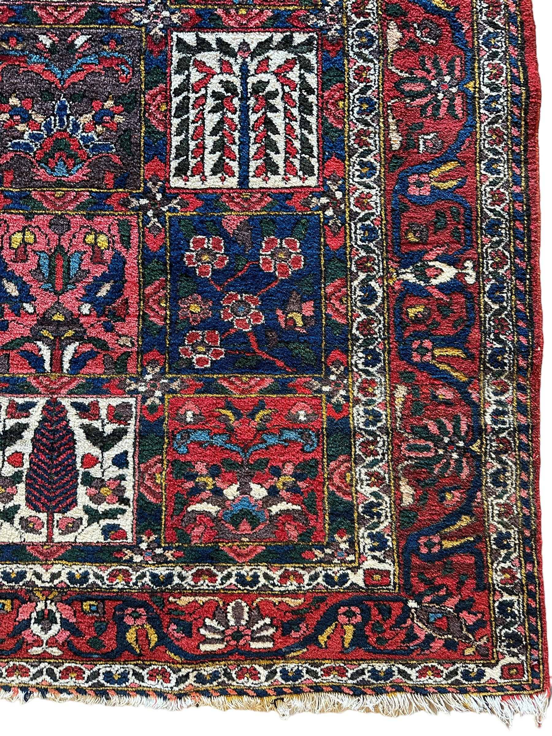 Antique Circa 1920 Decorative Four Seasons Bakhtiari Rug 4’6” x 6’7”