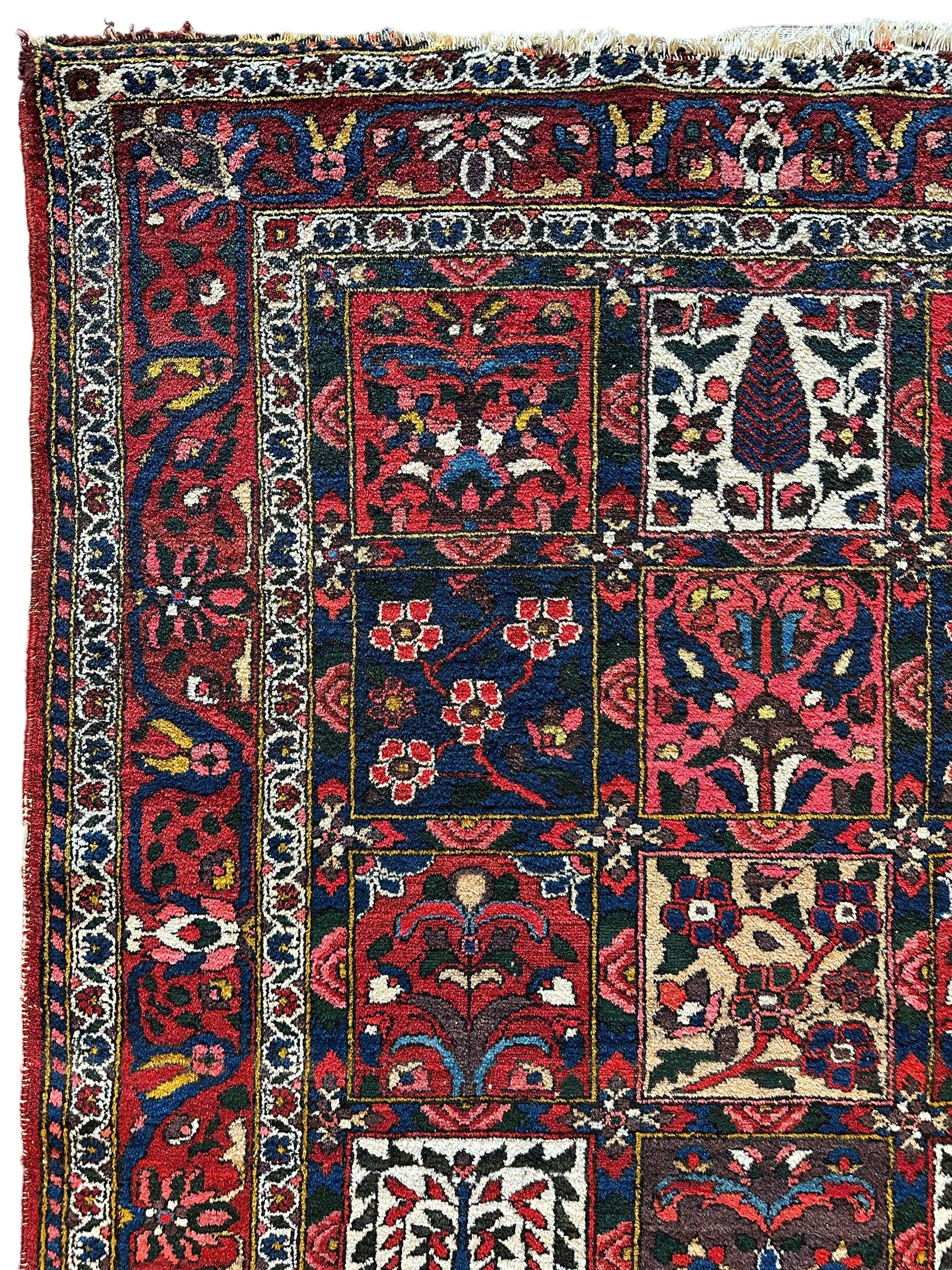 Antique Circa 1920 Decorative Four Seasons Bakhtiari Rug 4’6” x 6’7”