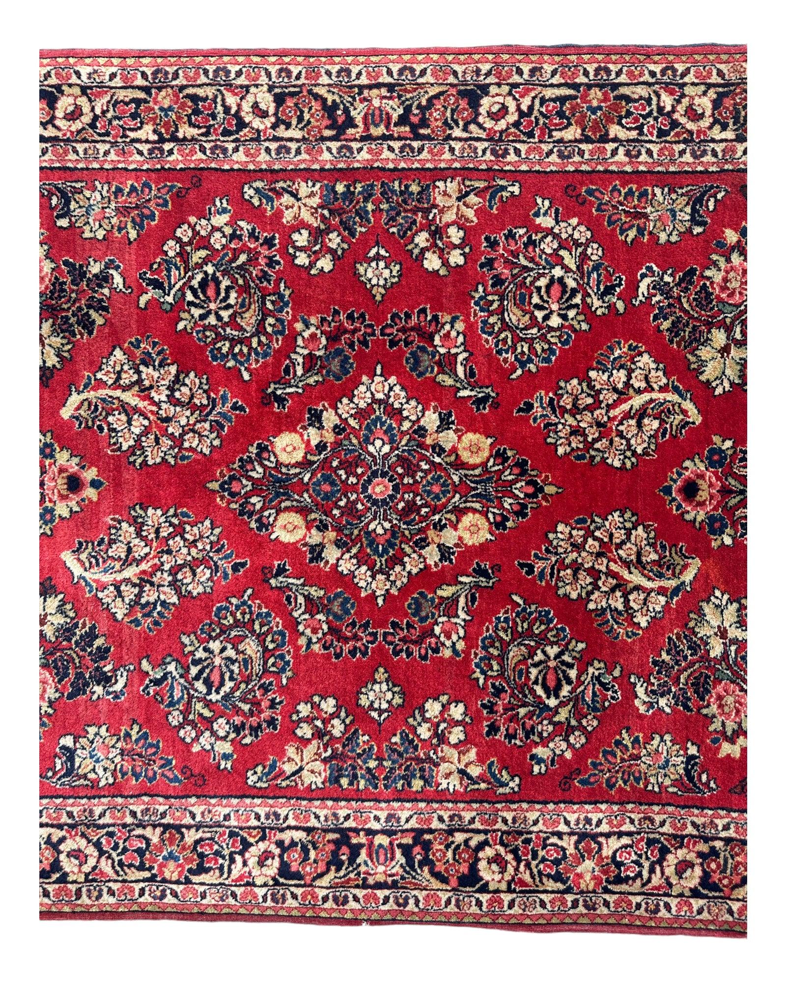 Antique Hand-Knotted Persian Sarouk Runner Rug 3’4 x 6’5