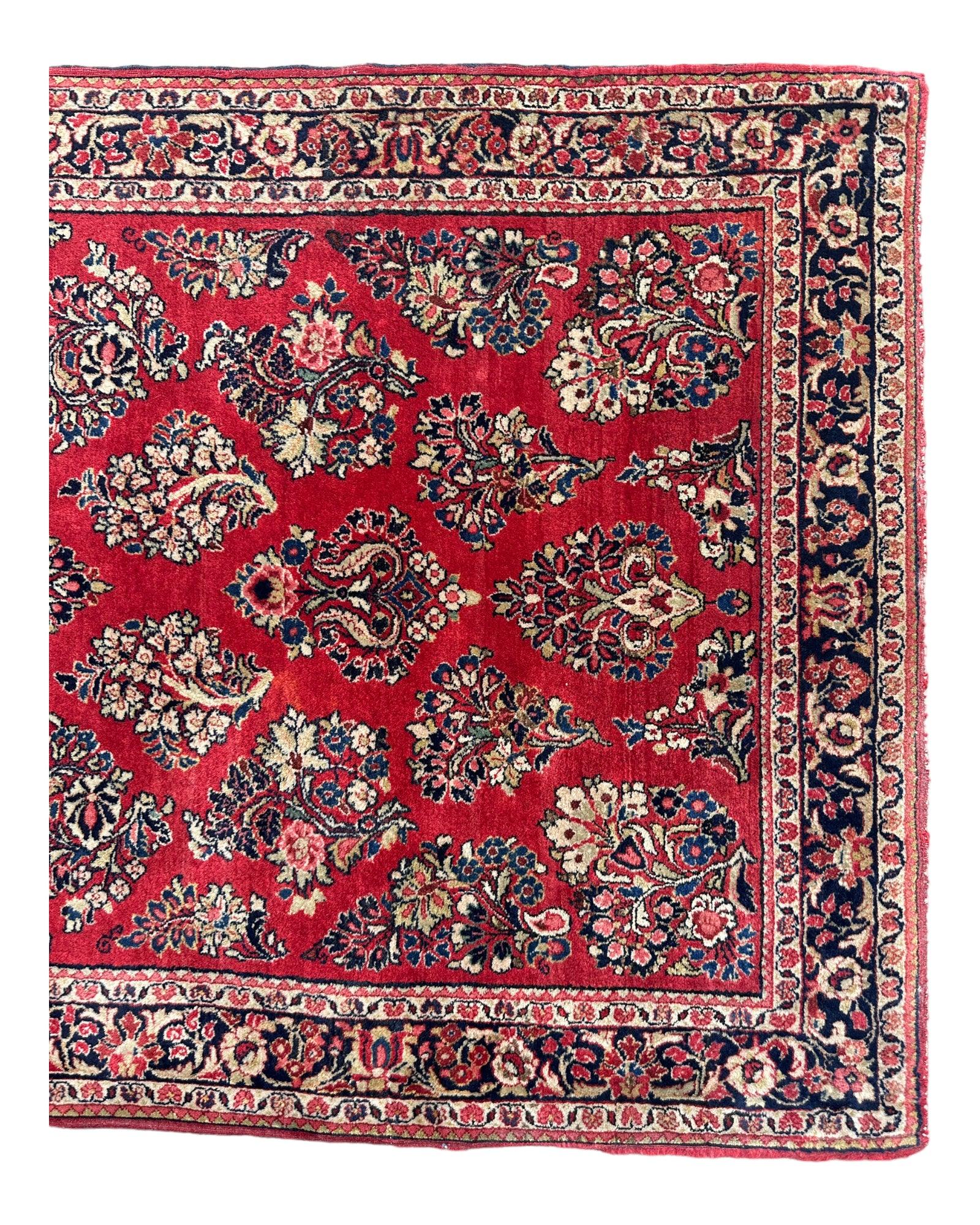 Antique Hand-Knotted Persian Sarouk Runner Rug 3’4 x 6’5